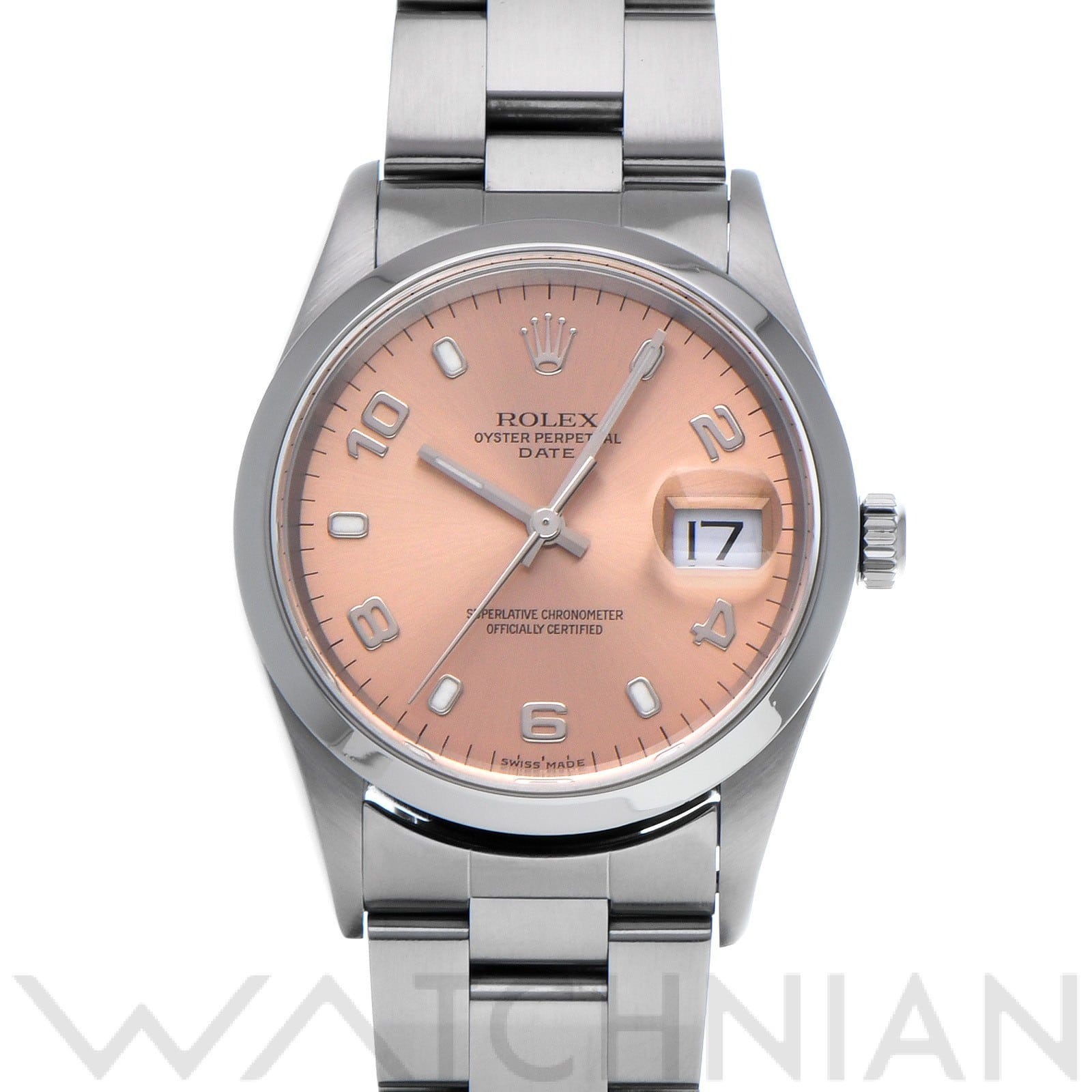 ロレックス オイスターパーペチュアル デイト 34 15200 ピンク メンズ 時計 【中古】【wristwatch】