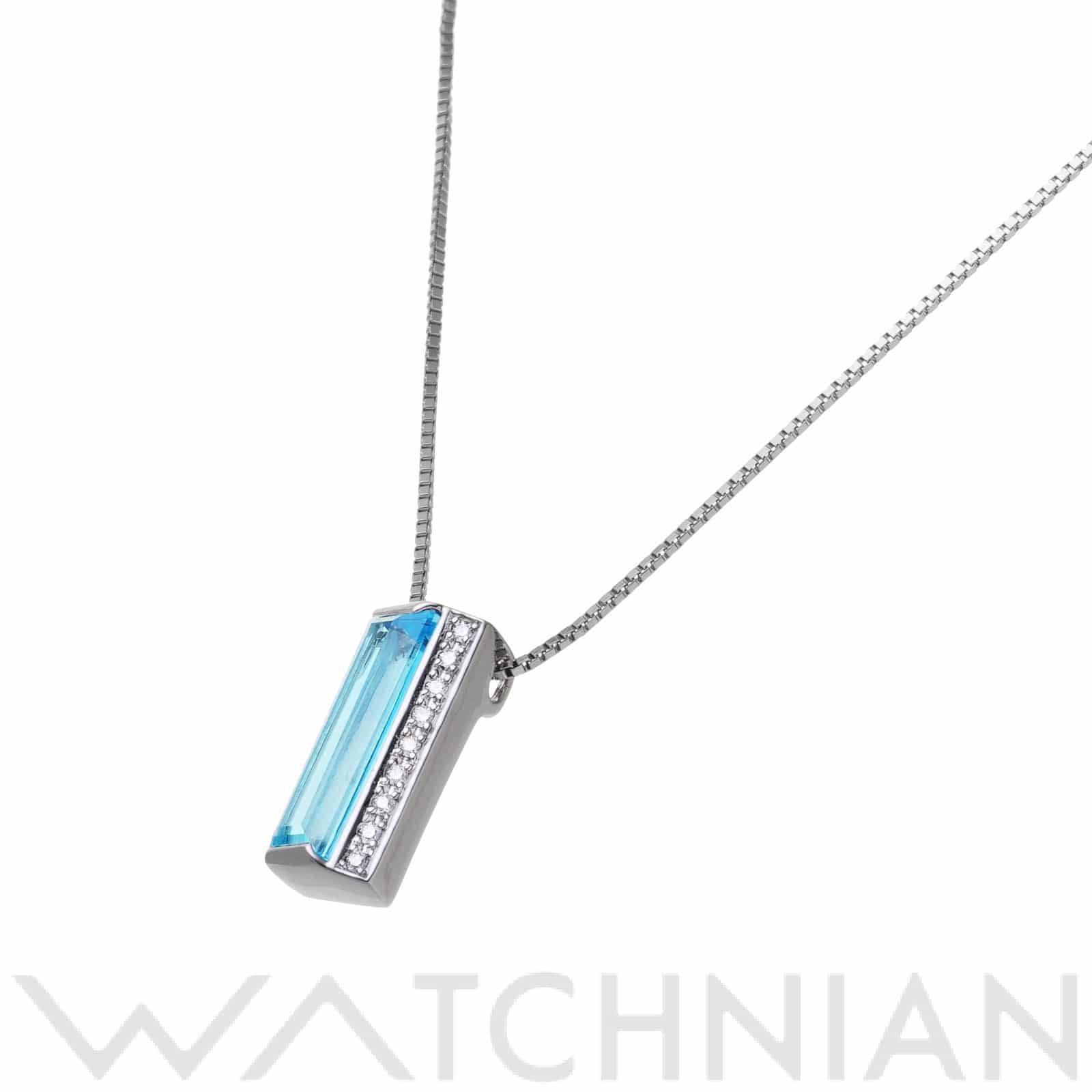 タサキ ブルートパーズ ペンダント ネックレス K18ホワイトゴールド WG/トパーズ/ダイヤモンド レディース ジュエリー 【中古】【jewelry】