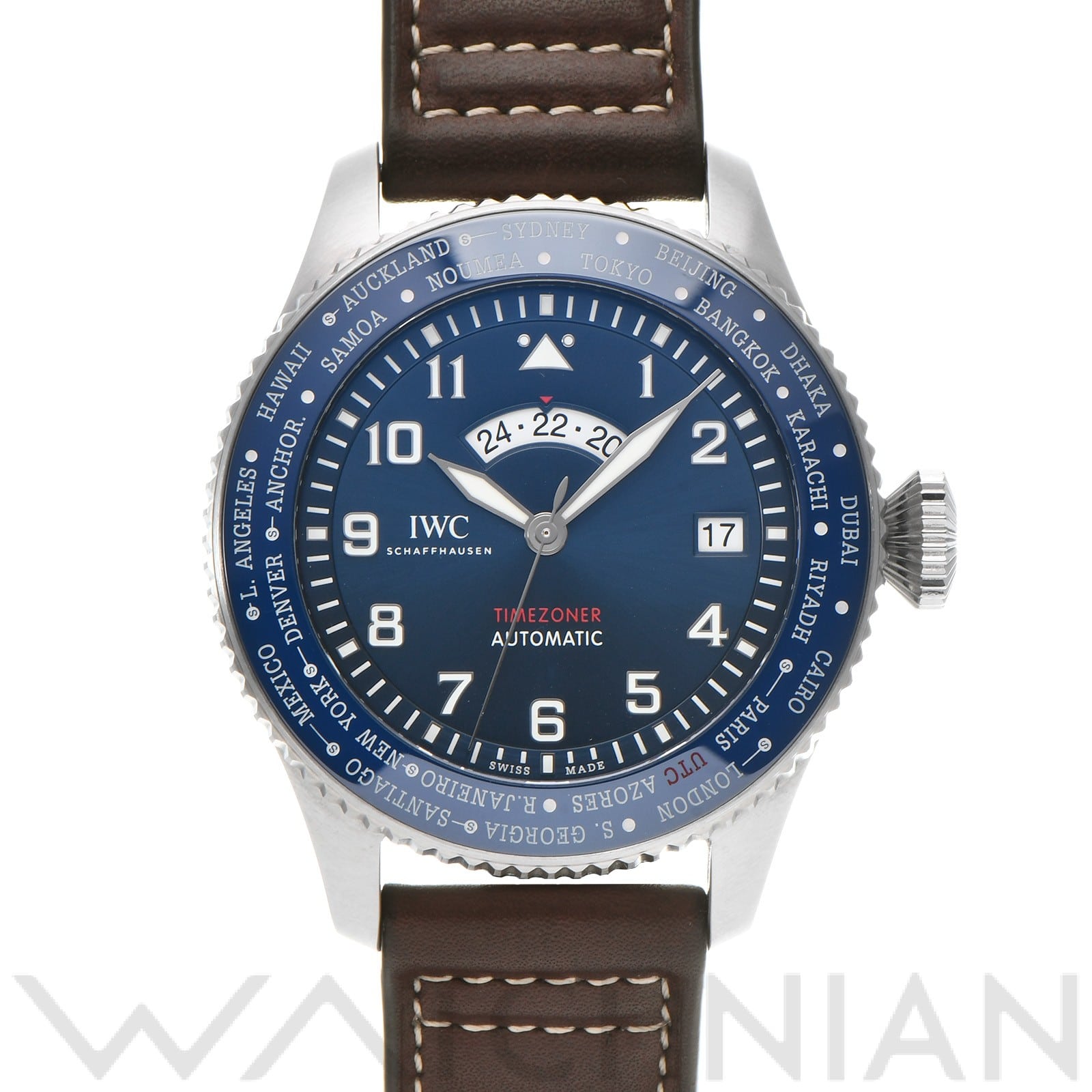 IWC パイロットウォッチ タイムゾーナー プティ・プランス IW395503 ブルー メンズ 時計 【中古】【wristwatch】