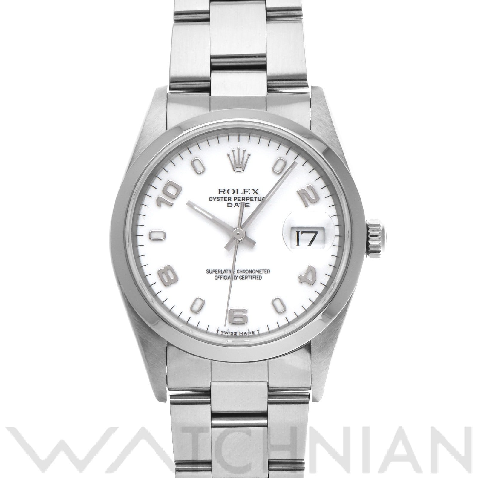 ロレックス オイスターパーペチュアル デイト 34 15200 ホワイト メンズ 時計 【中古】【wristwatch】