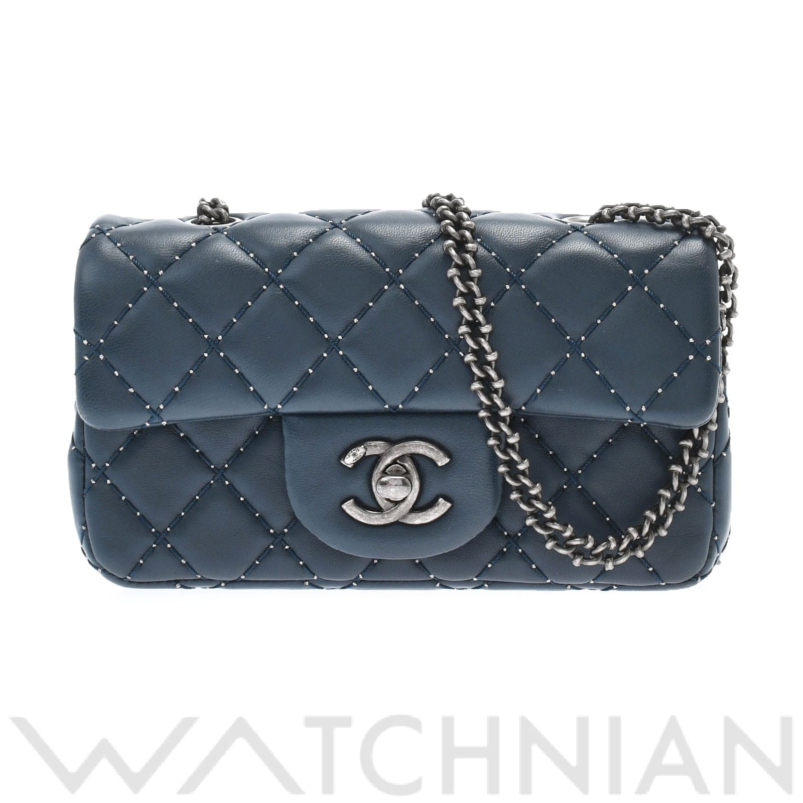 シャネル / CHANEL チェーンショルダー ネイビー ラムスキン レディース バッグ 【中古】【bag】