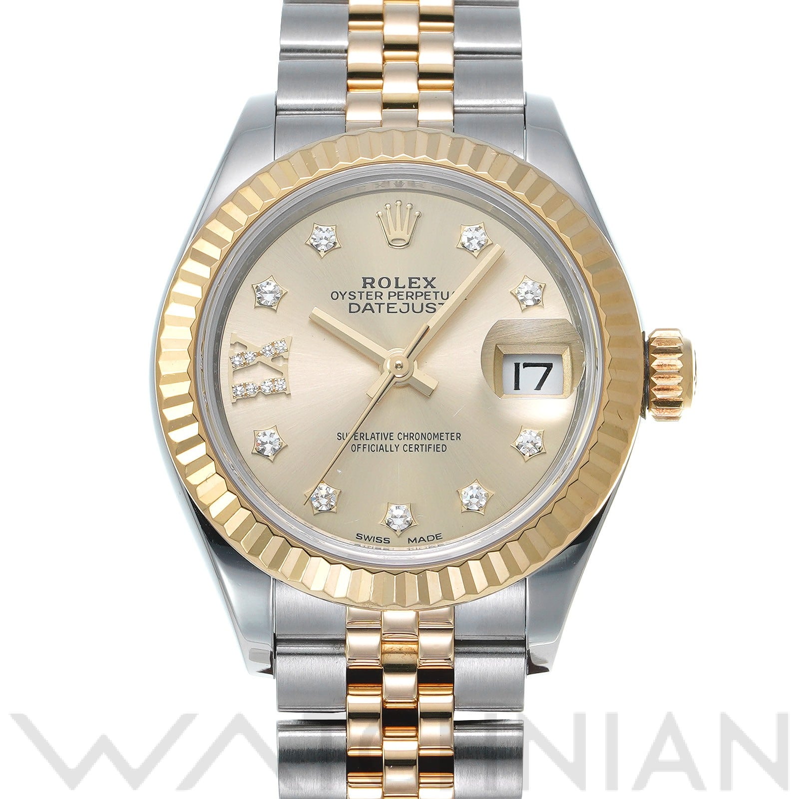 デイトジャスト レディ 28 279173G ランダムシリアル シャンパン/ダイヤモンド ロレックス ROLEX レディース 【中古】
