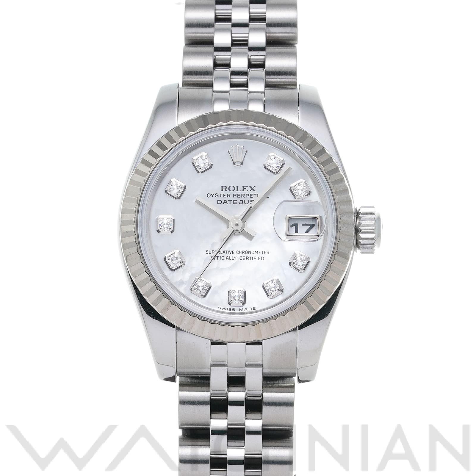 ロレックス デイトジャスト 26 179174NG ホワイトシェル/ダイヤモンド レディース 時計 【中古】【wristwatch】