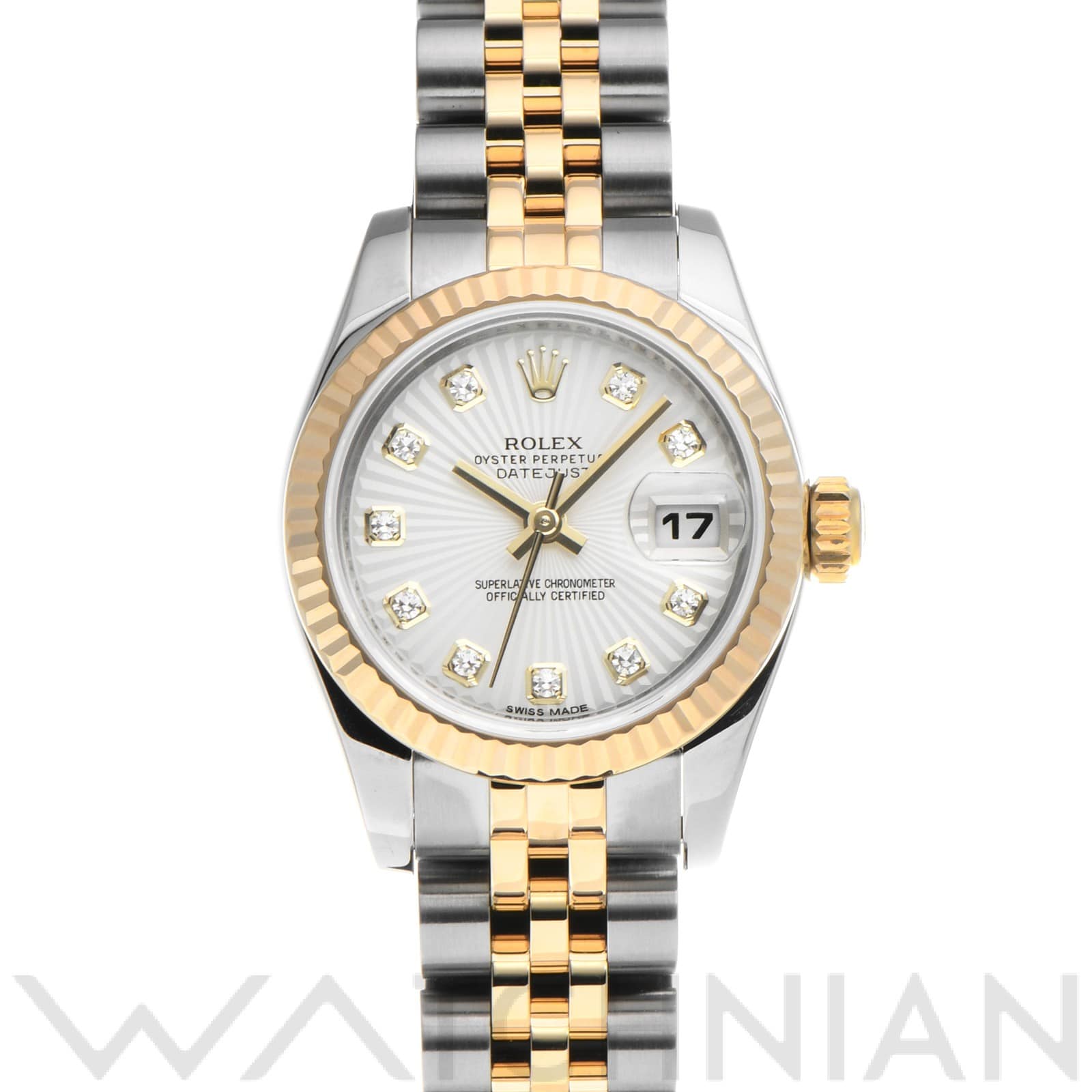 ロレックス レディ デイトジャスト 26 179173G シルバーサンビーム/ダイヤモンド レディース 時計 【中古】【wristwatch】