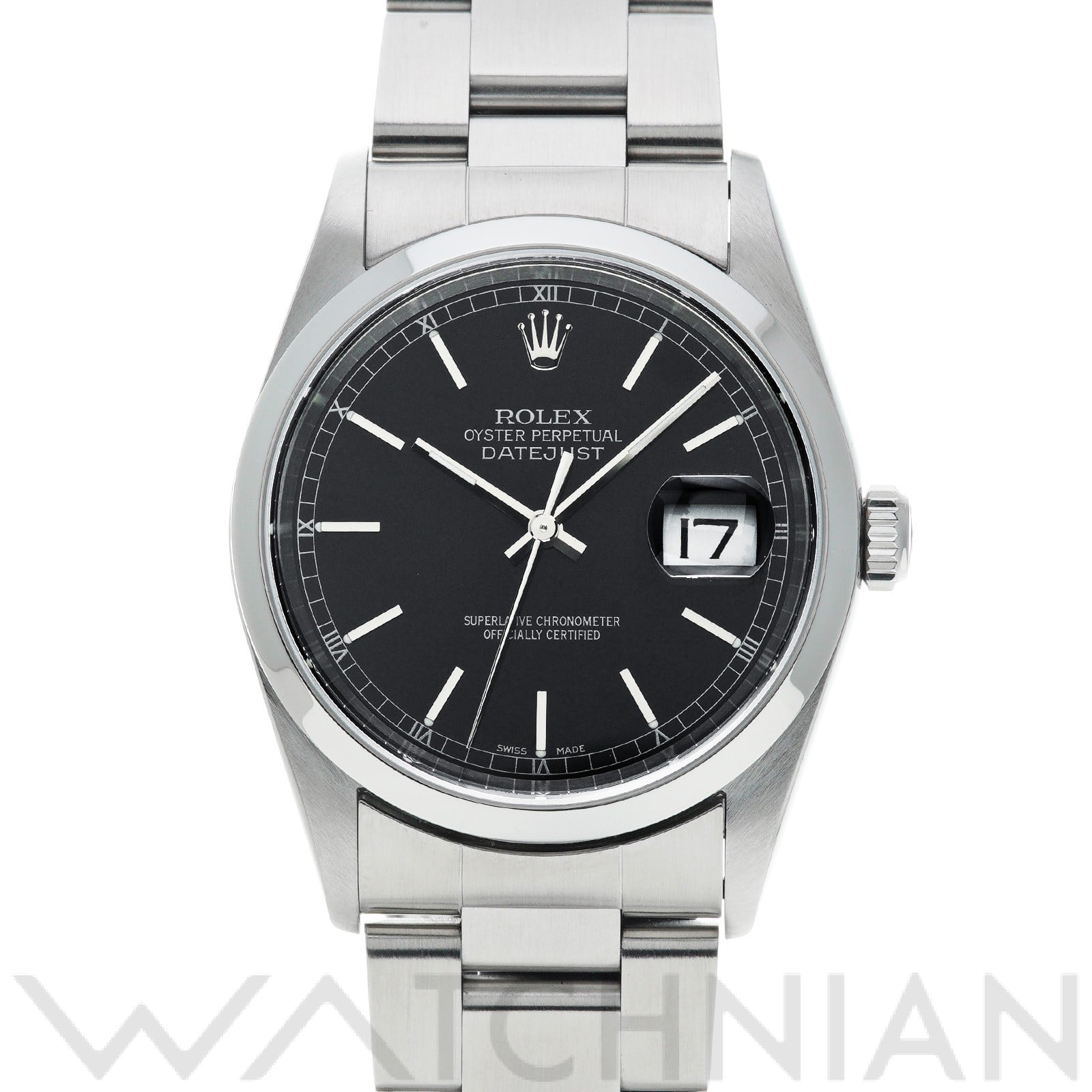 ロレックス デイトジャスト 36 16200 ブラック メンズ 時計 【中古】【wristwatch】