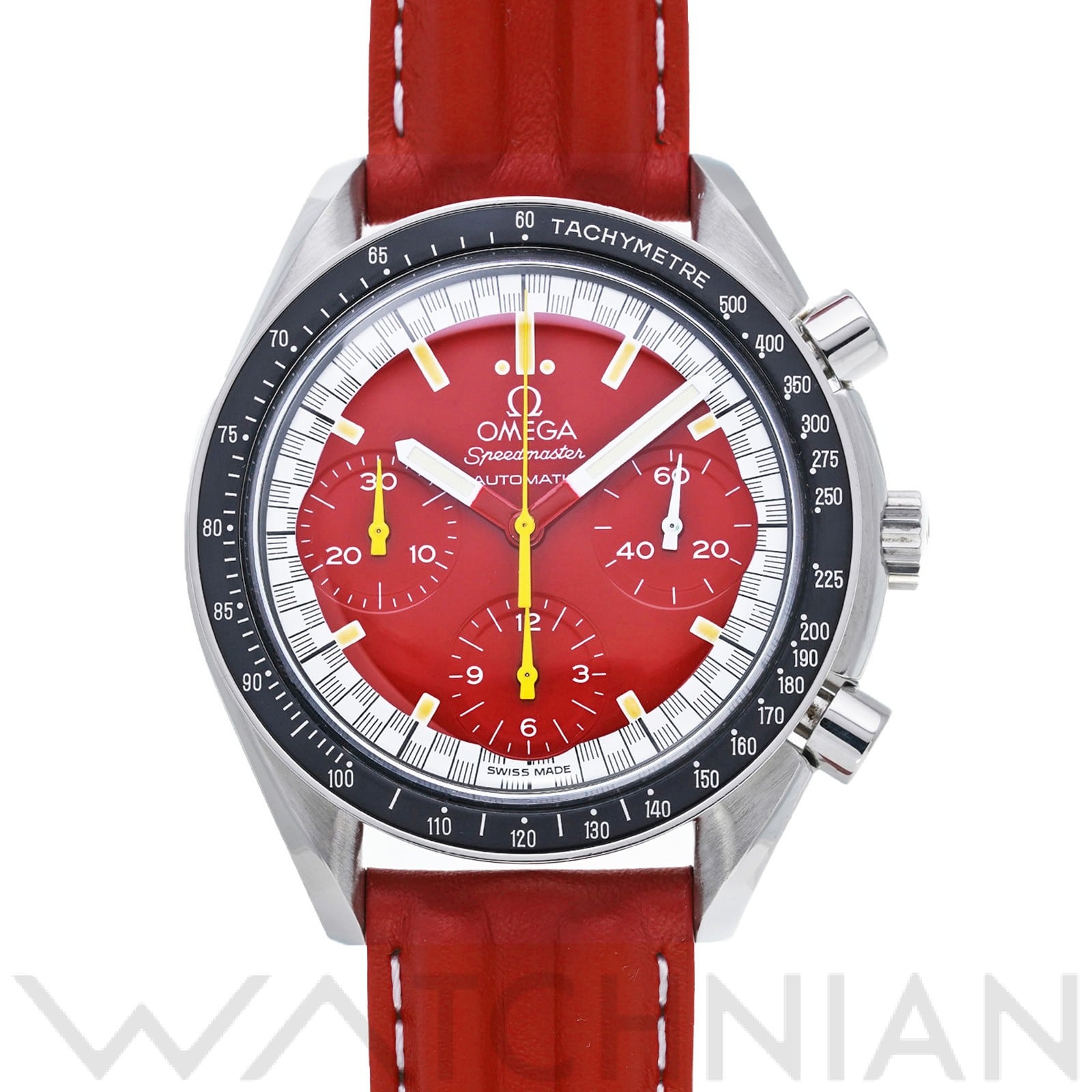 スピードマスター レーシング リデュースド シューマッハ 3810.61.41 レッド オメガ OMEGA メンズ 【中古】