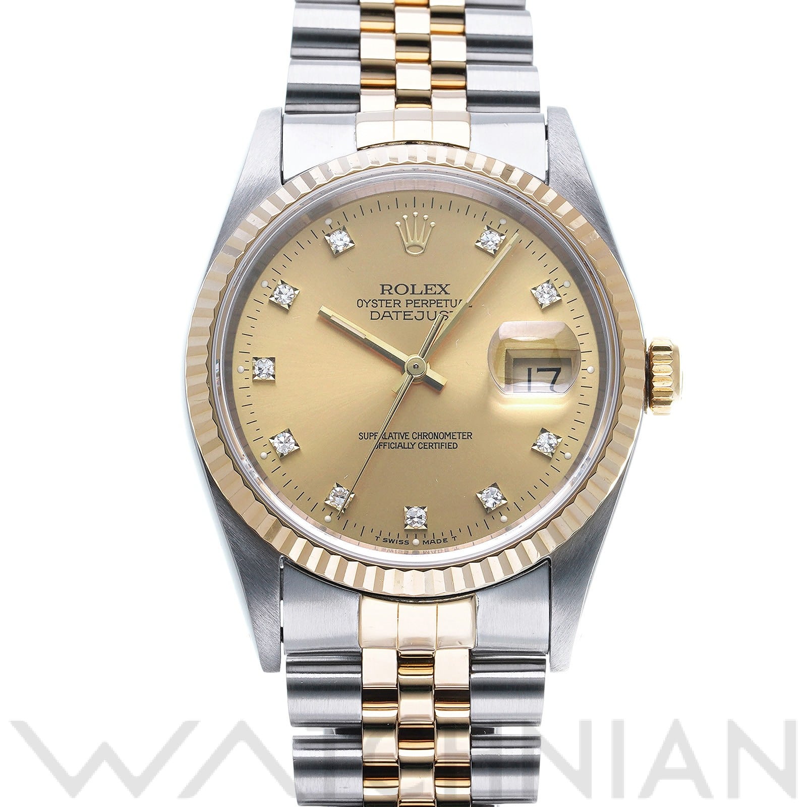 ロレックス デイトジャスト 16233G シャンパン/ダイヤモンド メンズ 時計 【中古】【wristwatch】