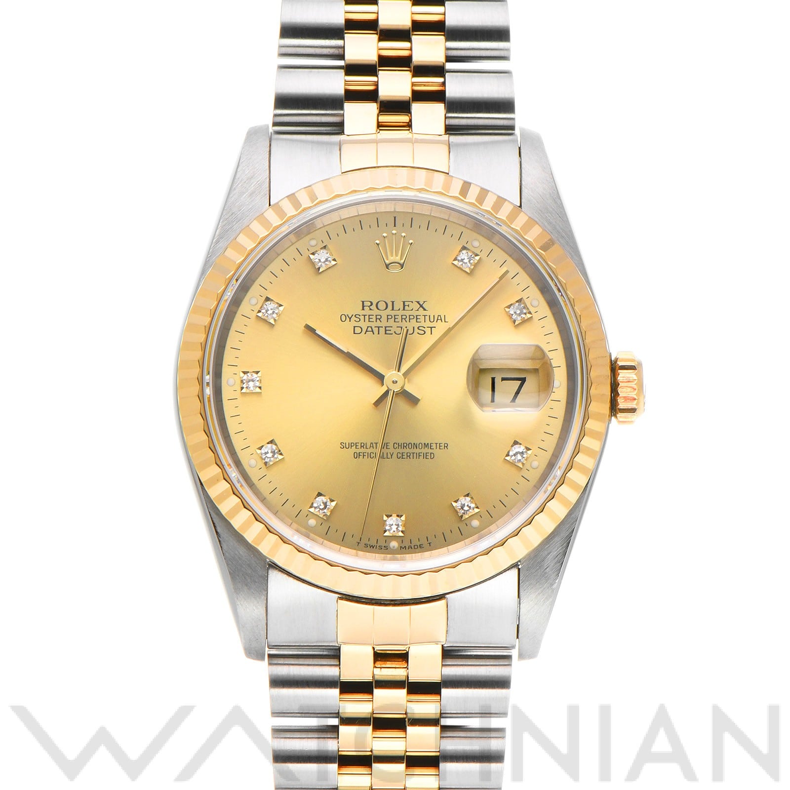 ロレックス デイトジャスト 36 16233G シャンパン/ダイヤモンド メンズ 時計 【中古】【wristwatch】