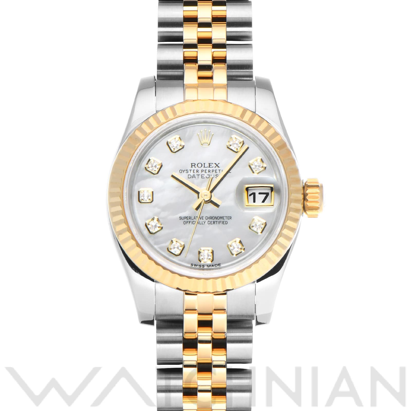 ロレックス デイトジャスト 26 179173NG ホワイトシェル/ダイヤモンド レディース 時計 【中古】【wristwatch】