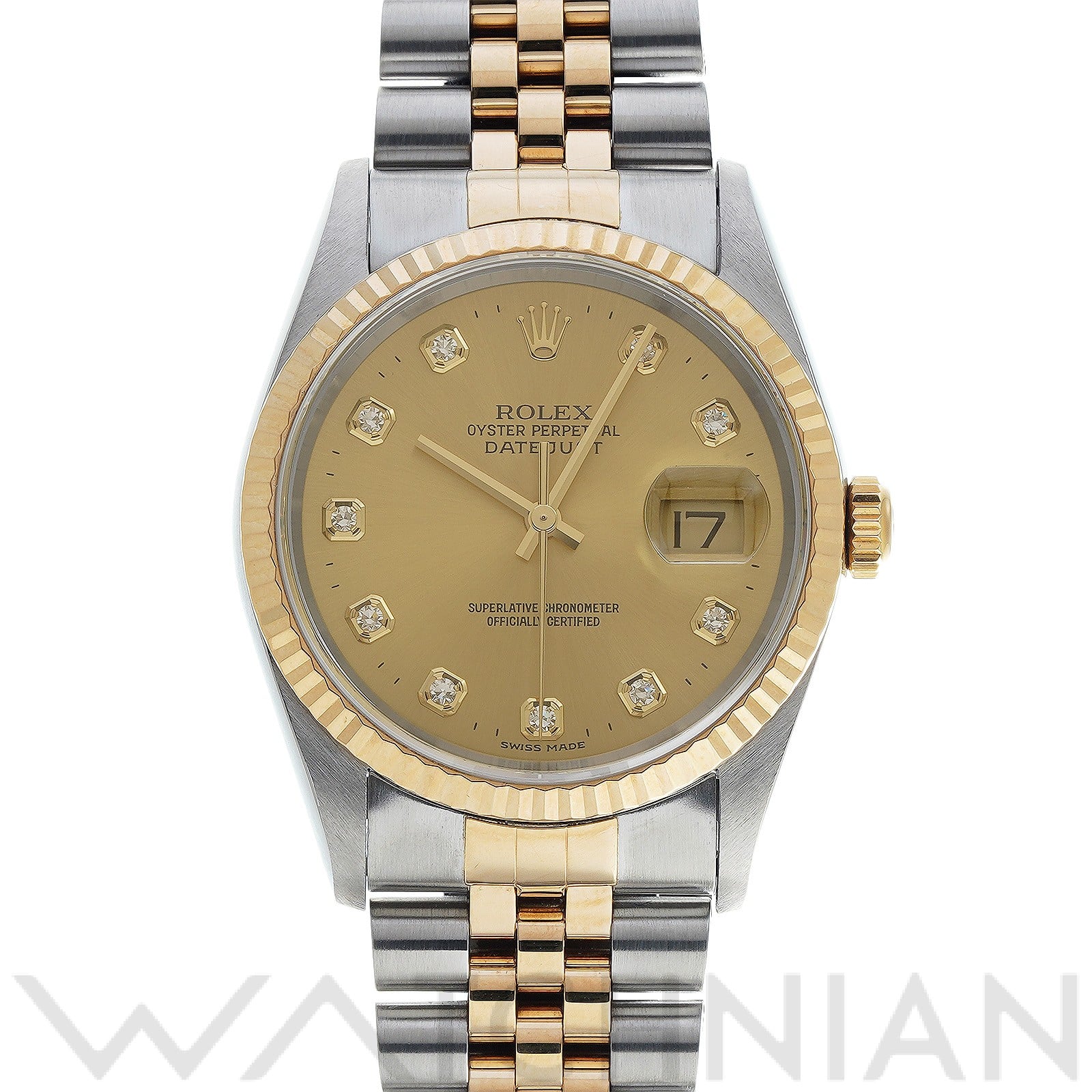 ロレックス デイトジャスト 16233G シャンパン/ダイヤモンド メンズ 時計 【中古】【wristwatch】