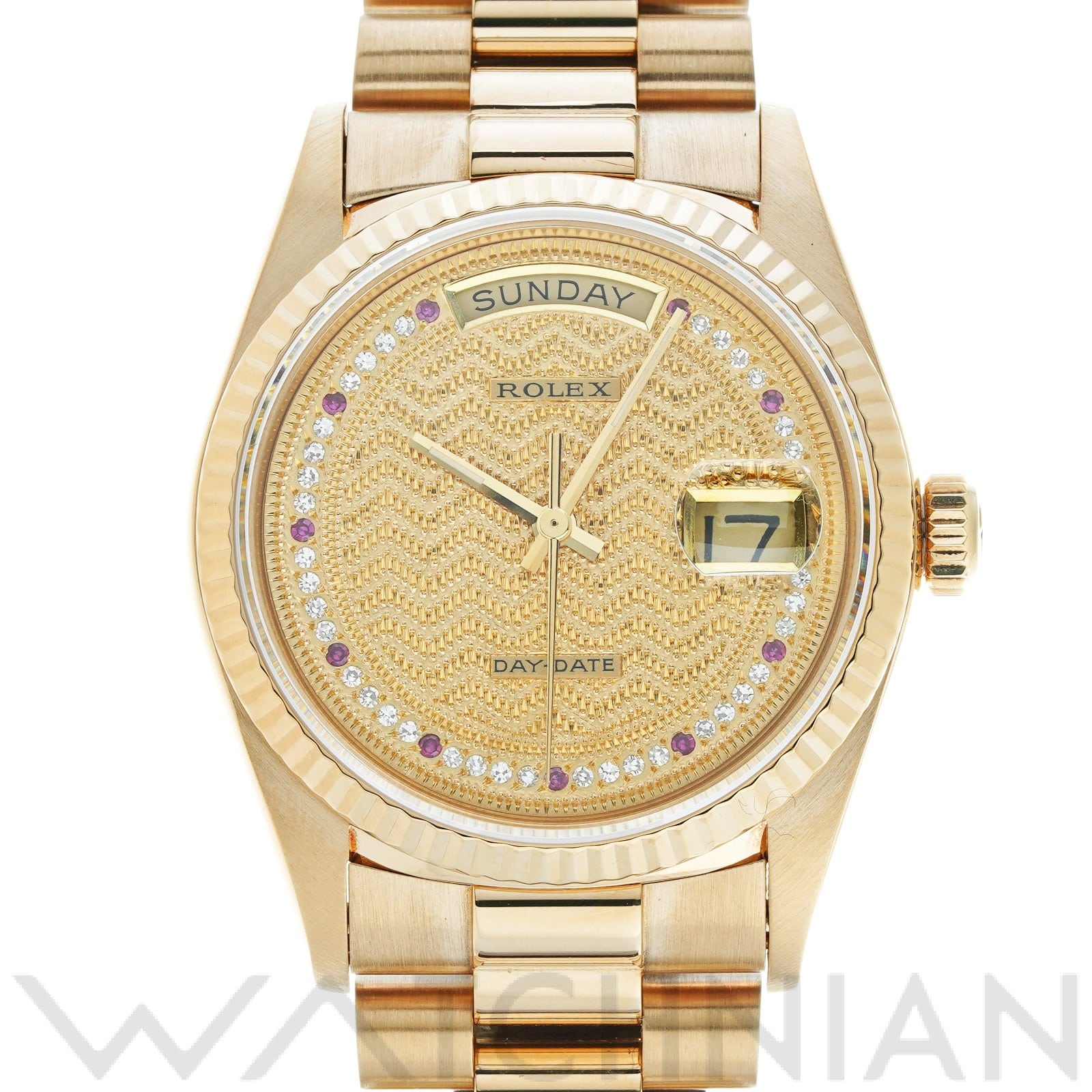 ロレックス デイデイト 18038 シャンパン/ダイヤモンド/ルビー メンズ 時計 【中古】【wristwatch】