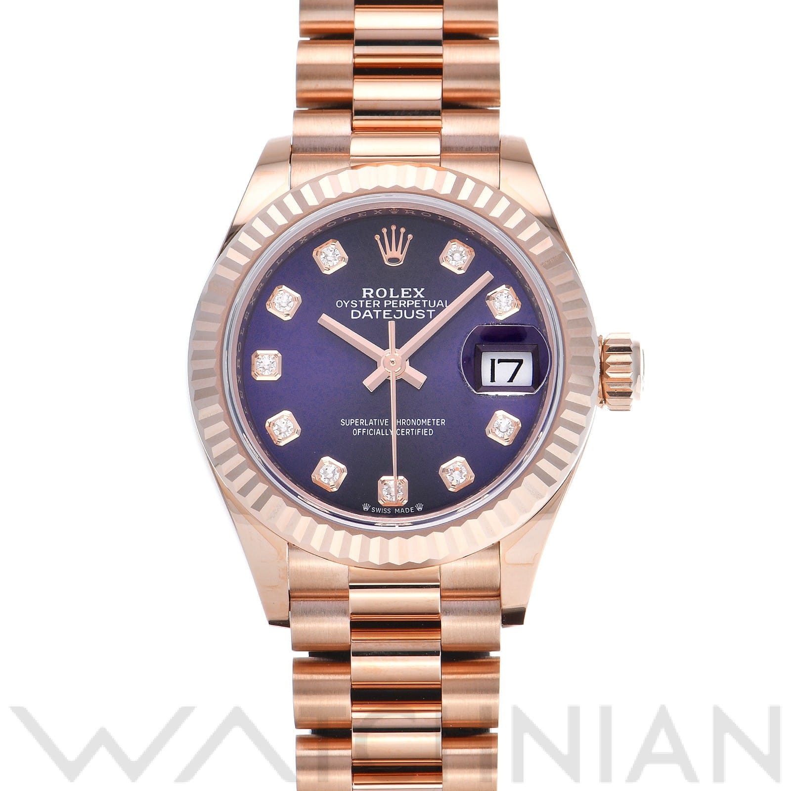 ロレックス レディ デイトジャスト 28 279175G オーベルジーヌ/ダイヤモンド レディース 時計 【中古】【wristwatch】