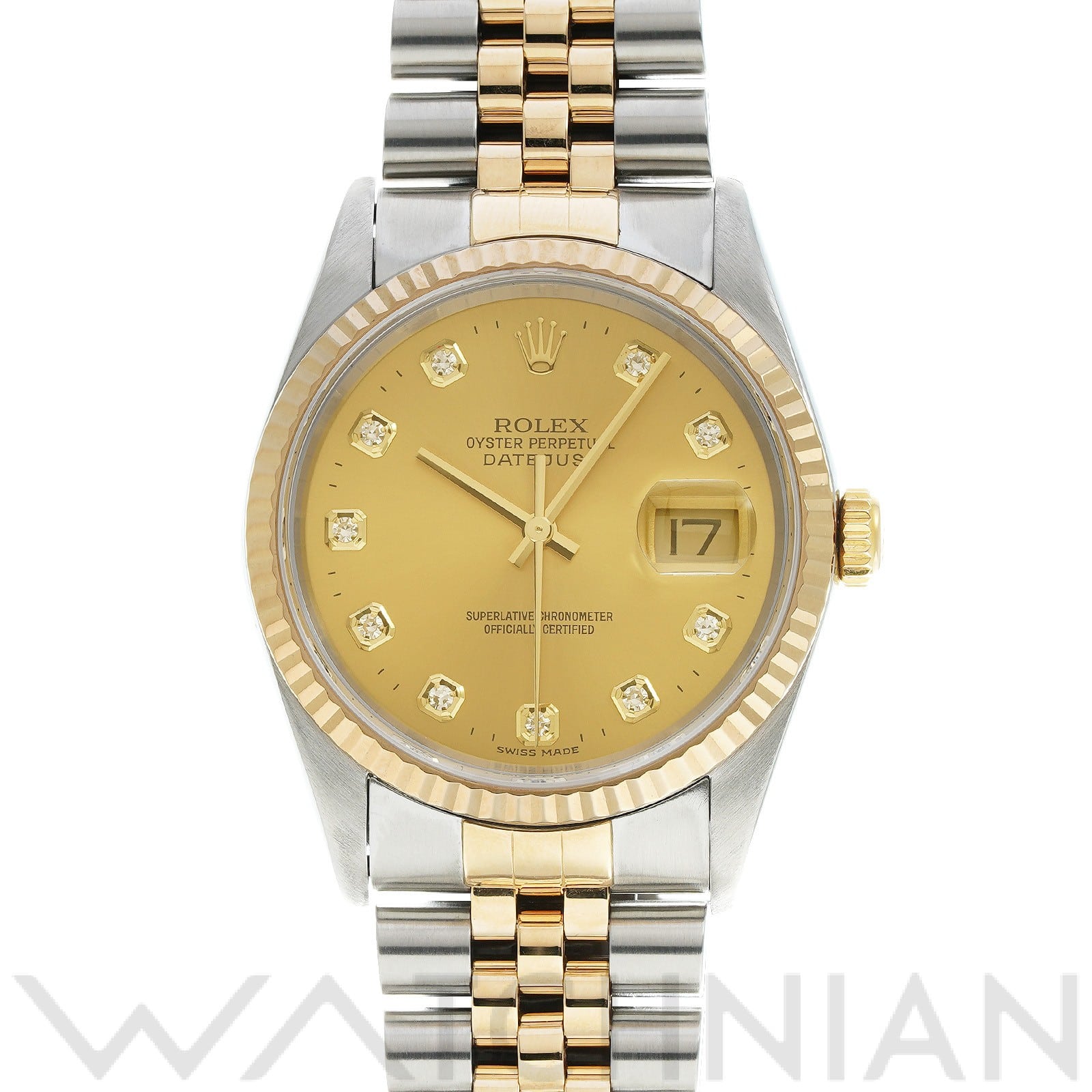 ロレックス デイトジャスト 16233G シャンパン/ダイヤモンド メンズ 時計 【中古】【wristwatch】