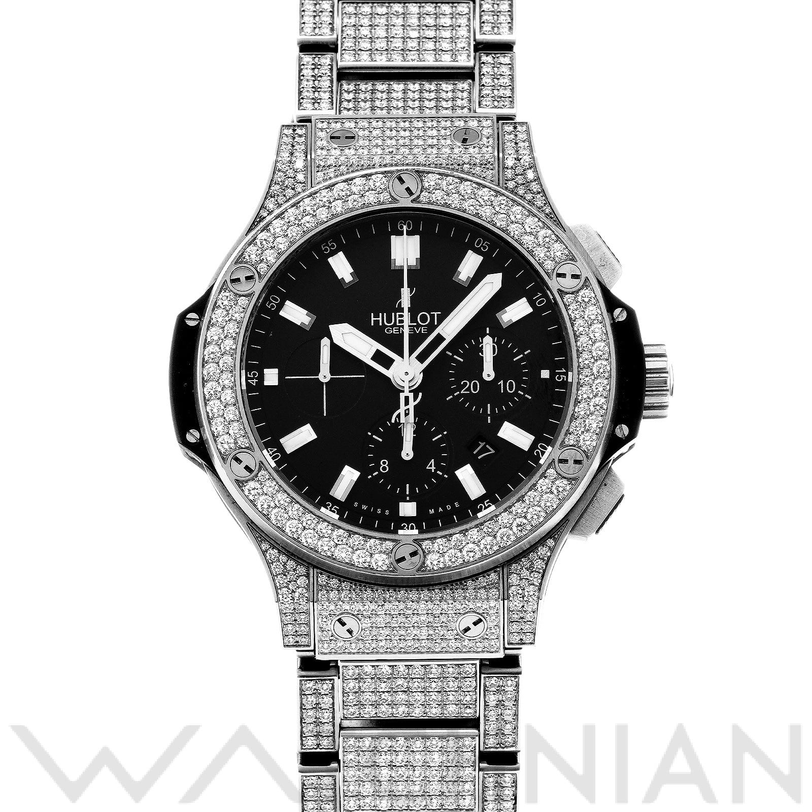 ウブロ / HUBLOT ビッグバン スチール ブレスレット パヴェ 301.SX.1170.SX.3704 ブラック メンズ 時計 【中古】【wristwatch】