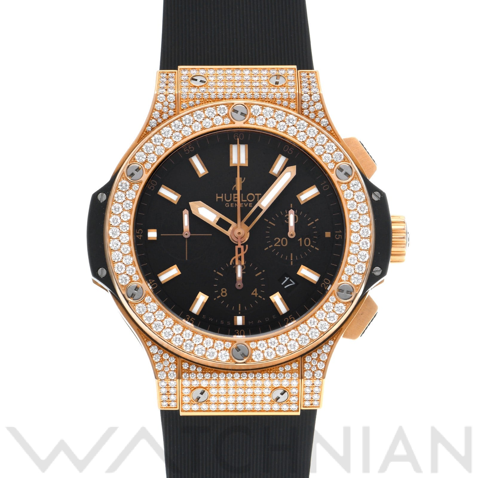 ウブロ / HUBLOT ビッグバン ゴールド パヴェ 301.PX.1180.RX.1704 ブラック メンズ 時計 【中古】【wristwatch】