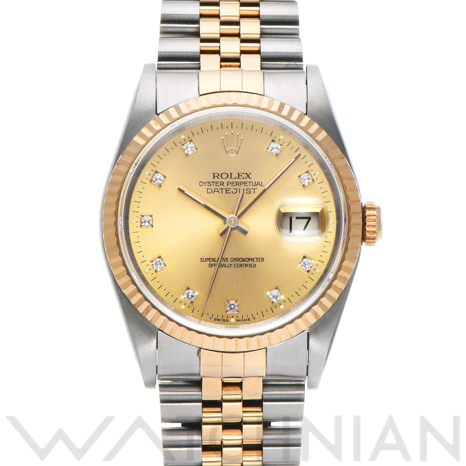 ロレックス デイトジャスト 16233G シャンパン/ダイヤモンド メンズ 時計 【中古】【wristwatch】