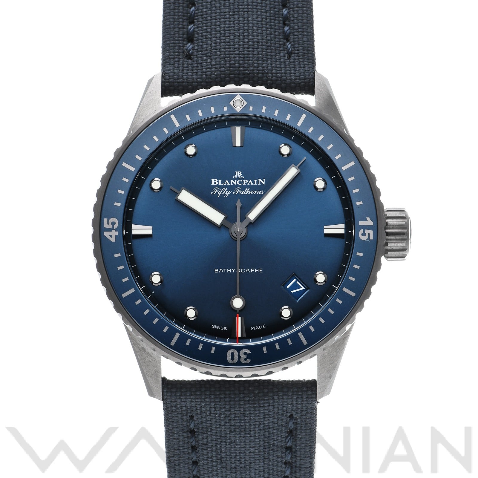 フィフティ ファゾムス バチスカーフ 5000-0240-O52A ブルー ブランパン Blancpain メンズ 【中古】