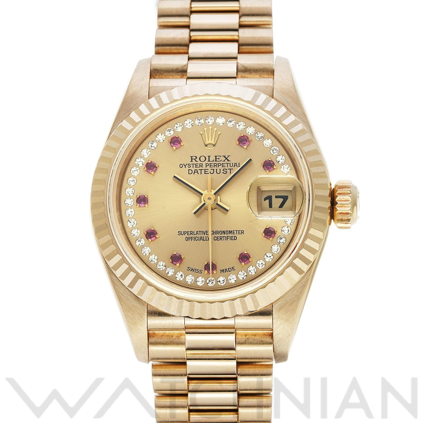 デイトジャスト 69178GLR T番(1997年頃製造) シャンパン/ダイヤモンド/ルビー ロレックス ROLEX レディース 【中古】
