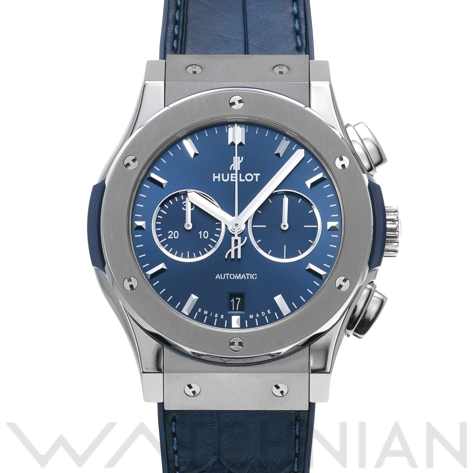 クラシックフュージョン クロノグラフ チタニウム 541.NX.7170.LR ブルー ウブロ HUBLOT メンズ 【中古】