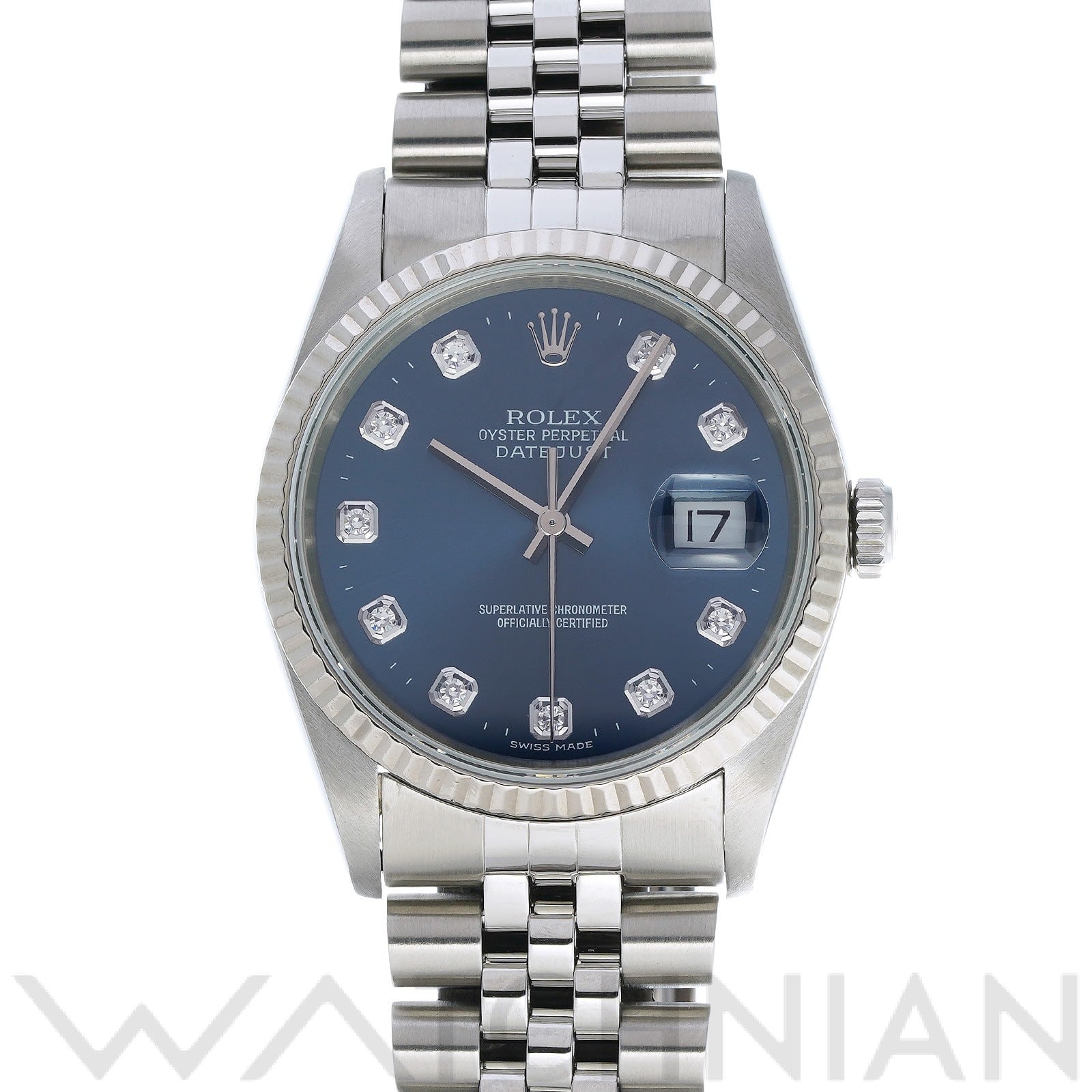 ロレックス デイトジャスト 16234G ブルー/ダイヤモンド メンズ 時計 【中古】【wristwatch】