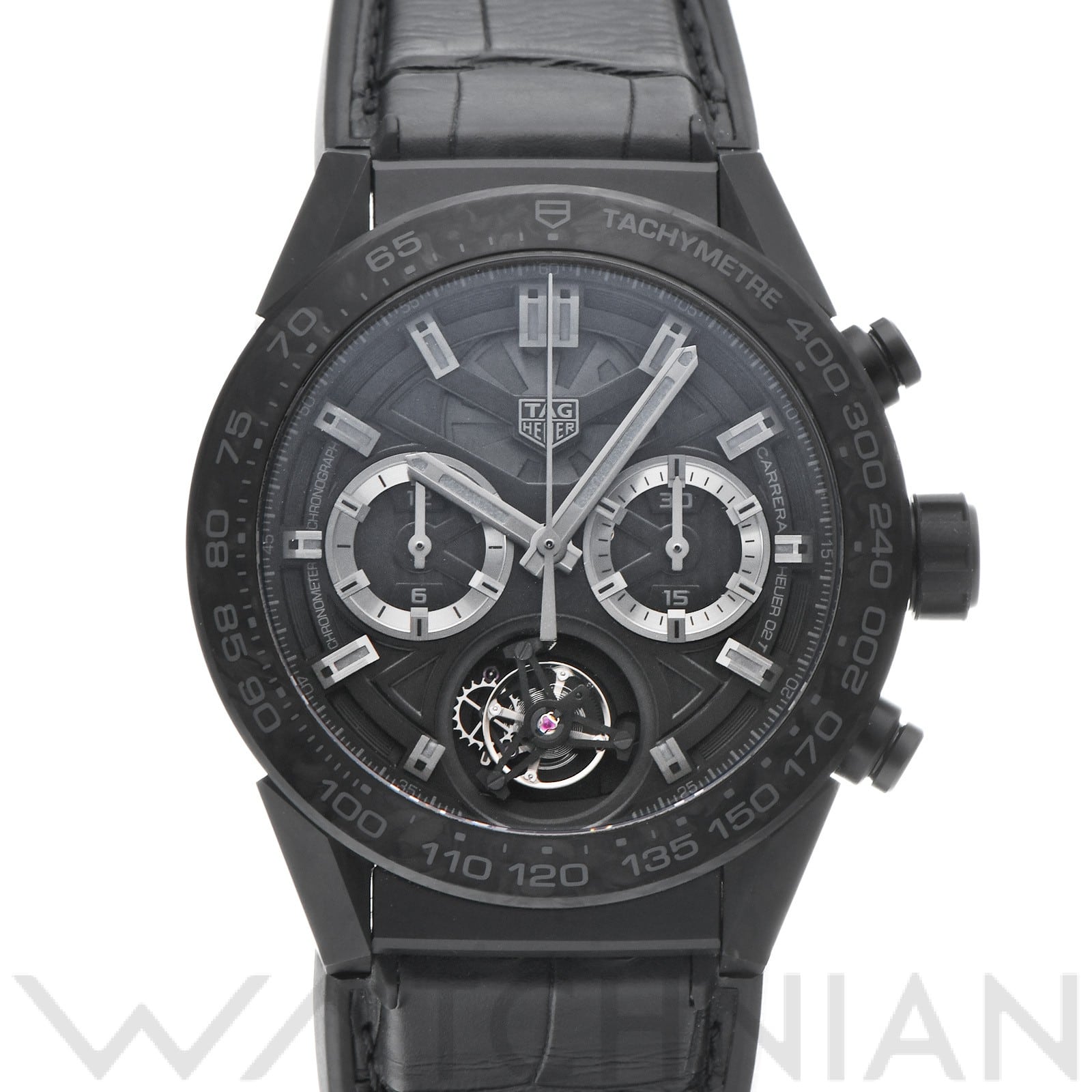 カレラ キャリバーホイヤー02T クロノグラフ トゥールビヨン CAR5A8P.FC6415 ブラック タグホイヤー TAG HEUER メンズ 【中古】