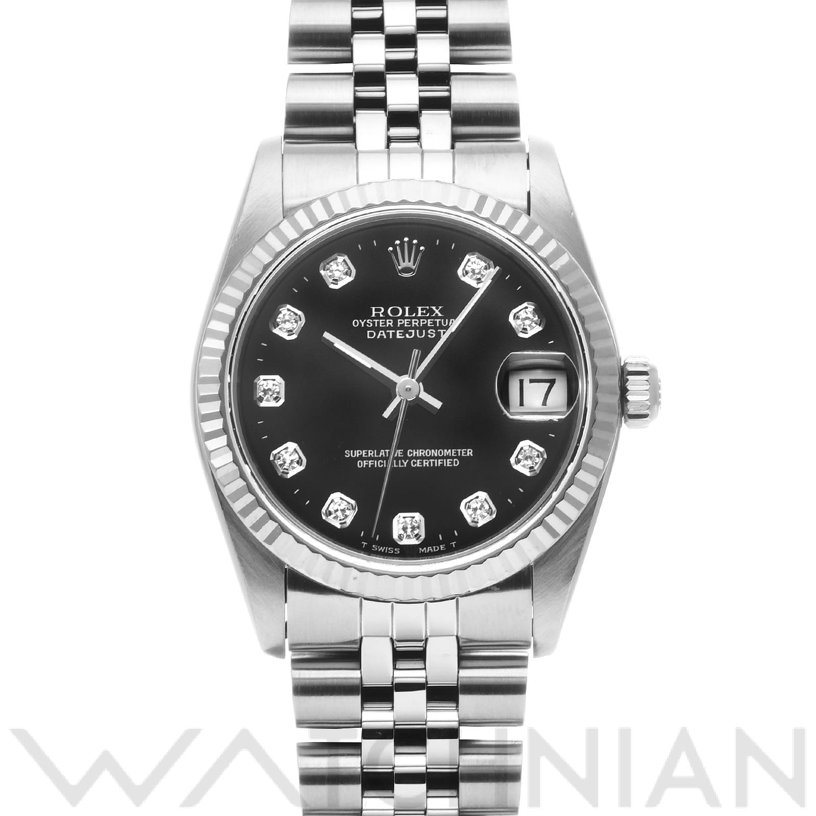 デイトジャスト 68274G W番(1995年頃製造) ブラック/ダイヤモンド ロレックス ROLEX ユニセックス 【中古】