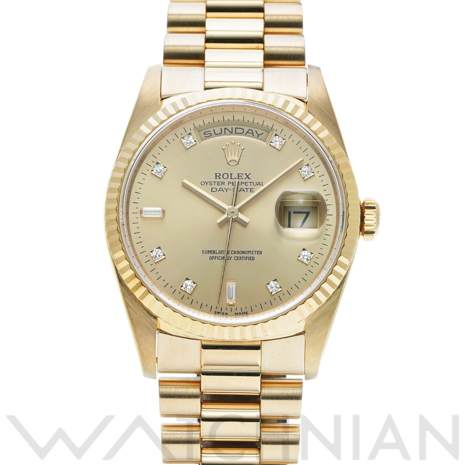 ロレックス デイデイト 36 18238A シャンパン/ダイヤモンド メンズ 時計 【中古】【wristwatch】