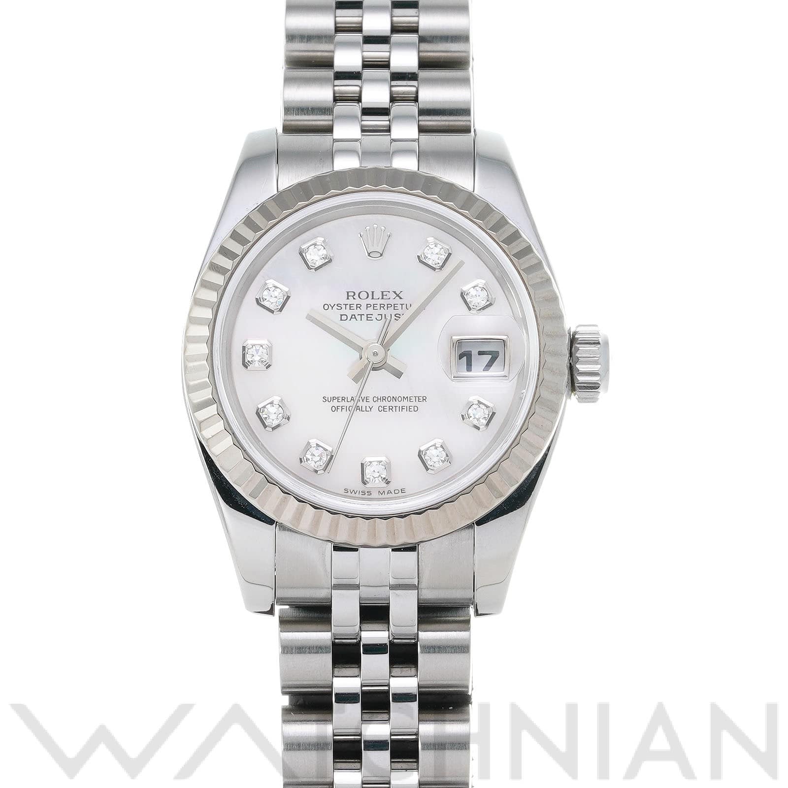 ロレックス デイトジャスト 26 179174NG ホワイトシェル/ダイヤモンド レディース 時計 【中古】【wristwatch】