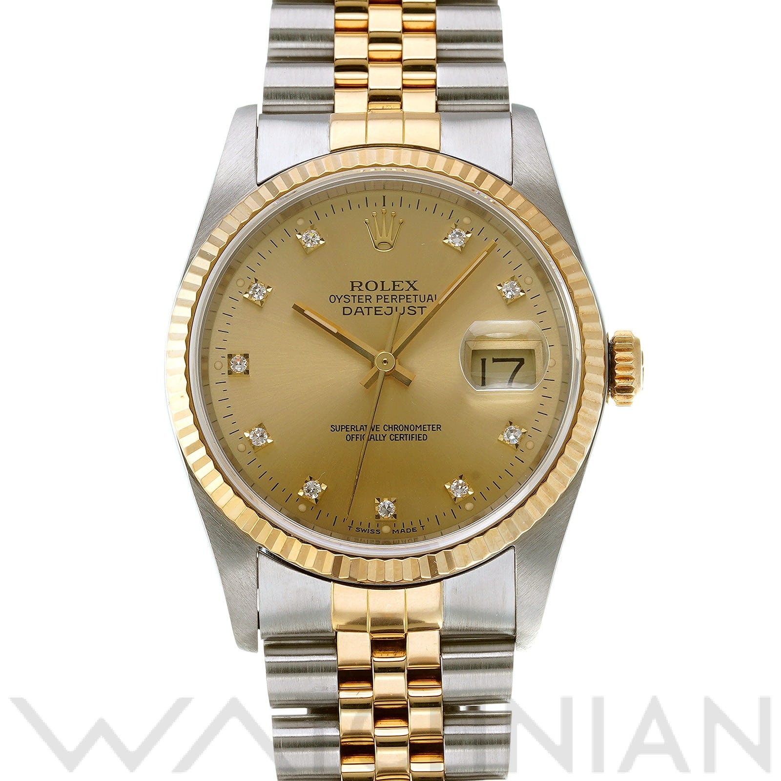 ロレックス デイトジャスト 36 16233G シャンパン/ダイヤモンド メンズ 時計 【中古】【wristwatch】