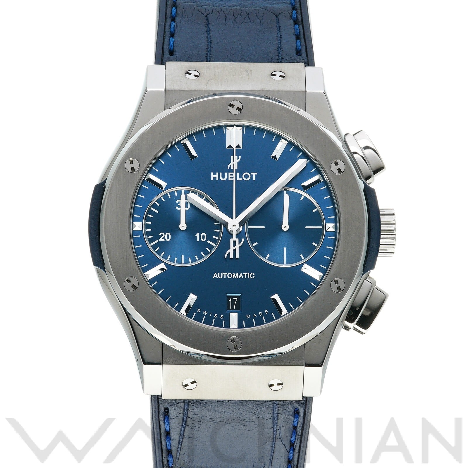 クラシックフュージョン クロノグラフ チタニウム ブルー 521.NX.7170.LR ブルー ウブロ HUBLOT メンズ 【中古】