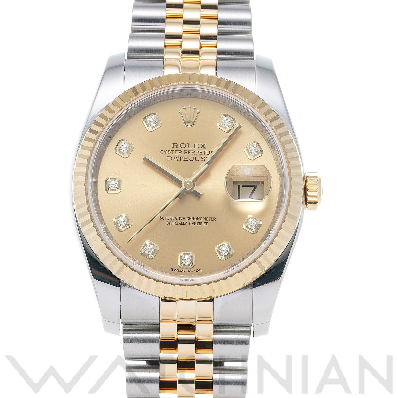 ロレックス デイトジャスト 36 116233G シャンパン/ダイヤモンド メンズ 時計 【中古】【wristwatch】