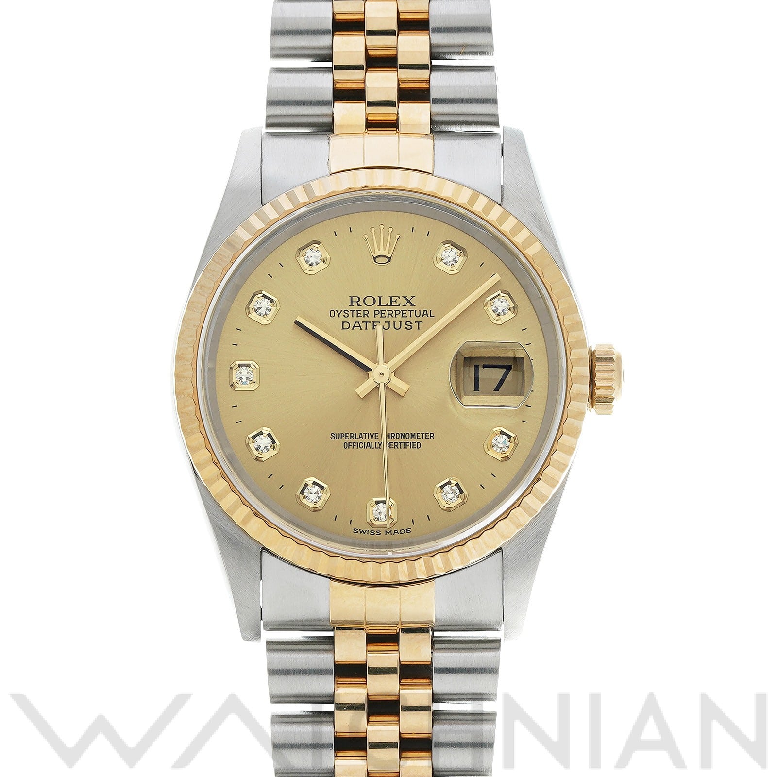 ロレックス デイトジャスト 16233G シャンパン/ダイヤモンド メンズ 時計 【中古】【wristwatch】