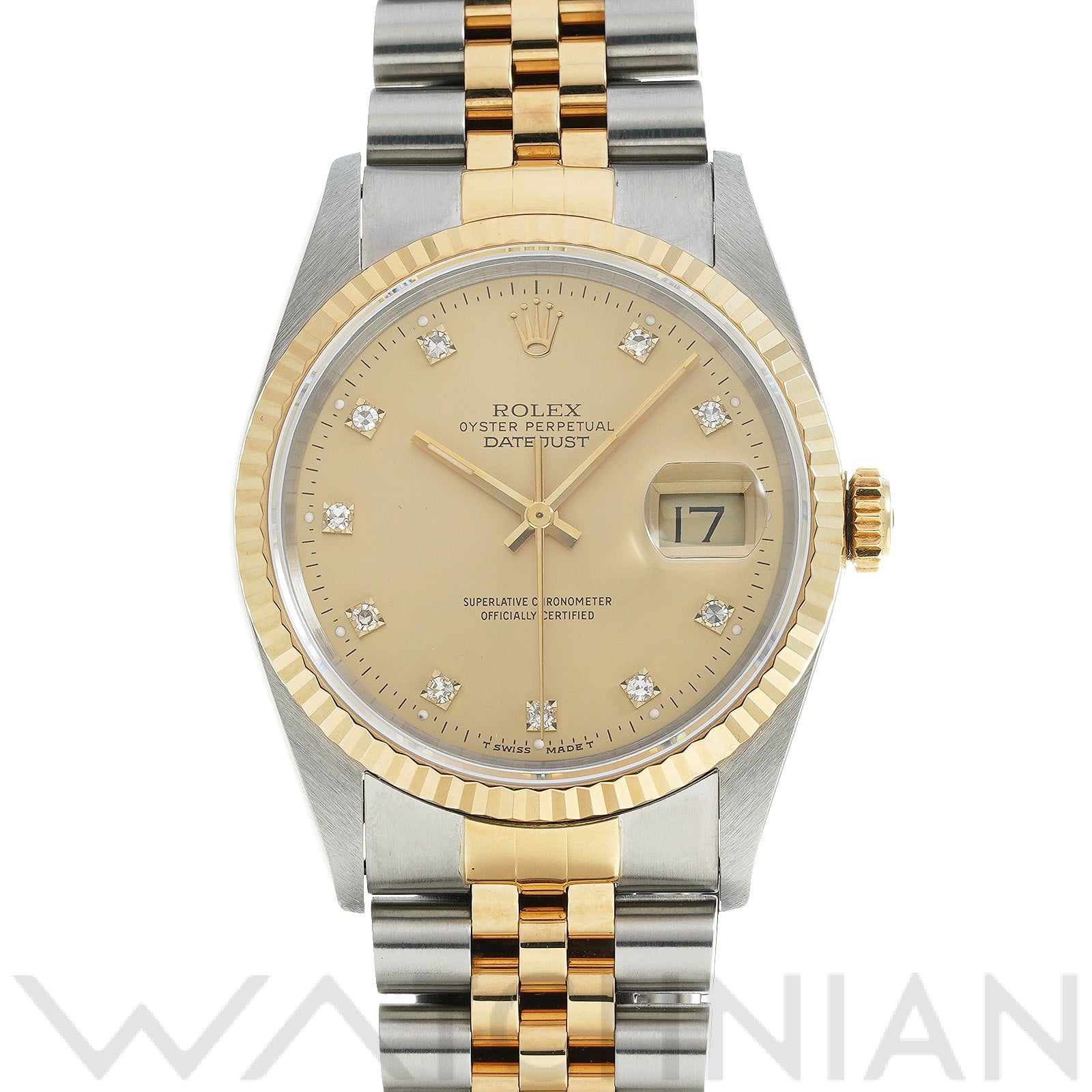 ロレックス デイトジャスト 36 16233G シャンパン/ダイヤモンド メンズ 時計 【中古】【wristwatch】