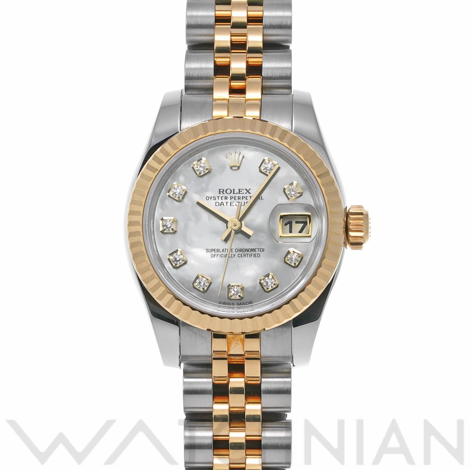 ロレックス レディ デイトジャスト 26 179173NG ホワイトシェル/ダイヤモンド レディース 時計 【中古】【wristwatch】