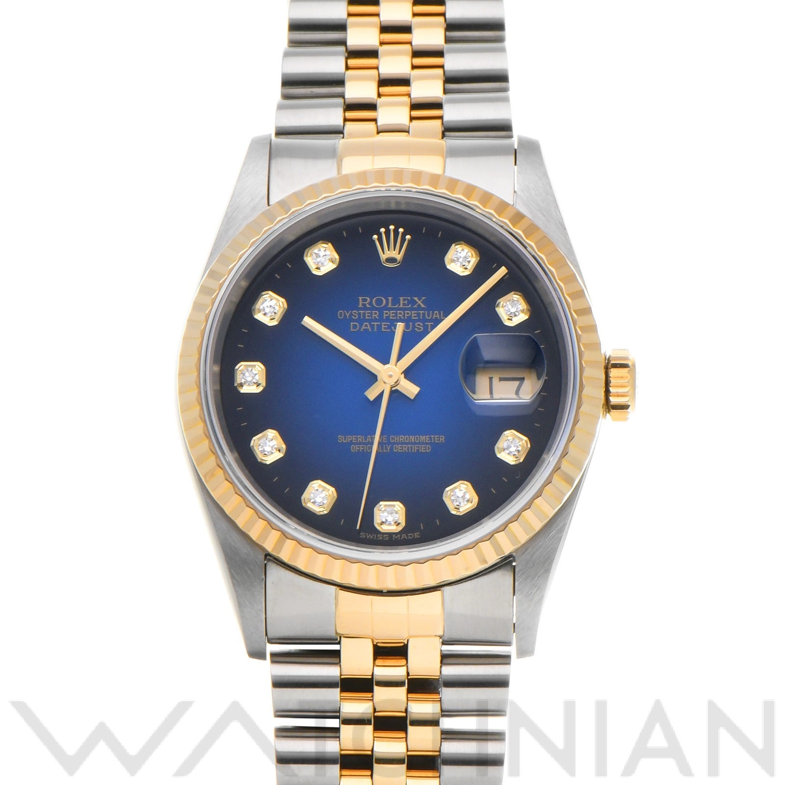 ロレックス デイトジャスト 36 16233G ブルー・グラデーション/ダイヤモンド メンズ 時計 【中古】【wristwatch】