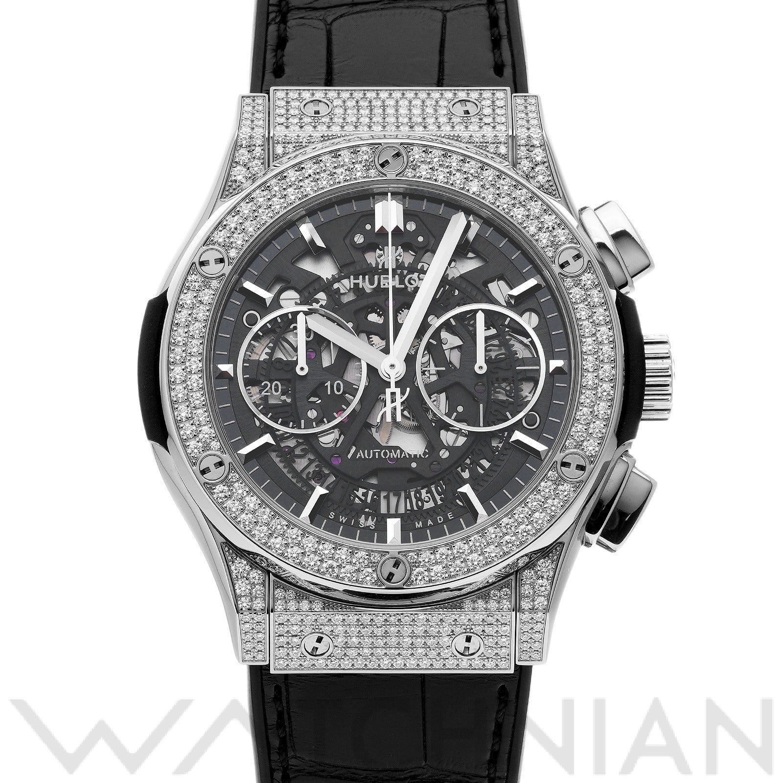 クラシックフュージョン アエロフュージョン  チタニウム パヴェ 525.NX.0170.LR.1704 サファイアクリスタル ウブロ HUBLOT メンズ 【中古】