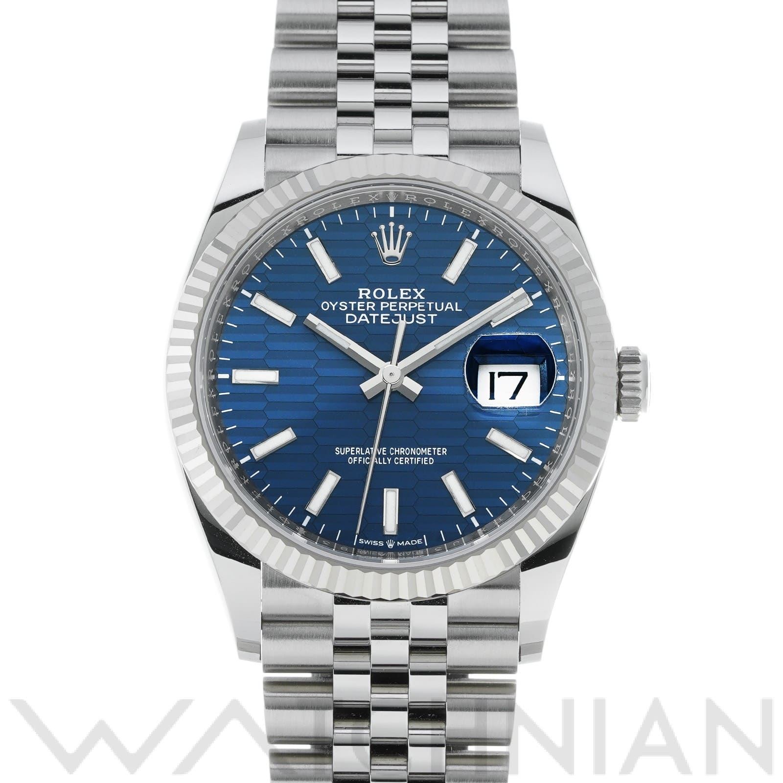 ロレックス デイトジャスト 36 126234 ブライトブルー フルーテッドモチーフ メンズ 時計 【中古】【wristwatch】