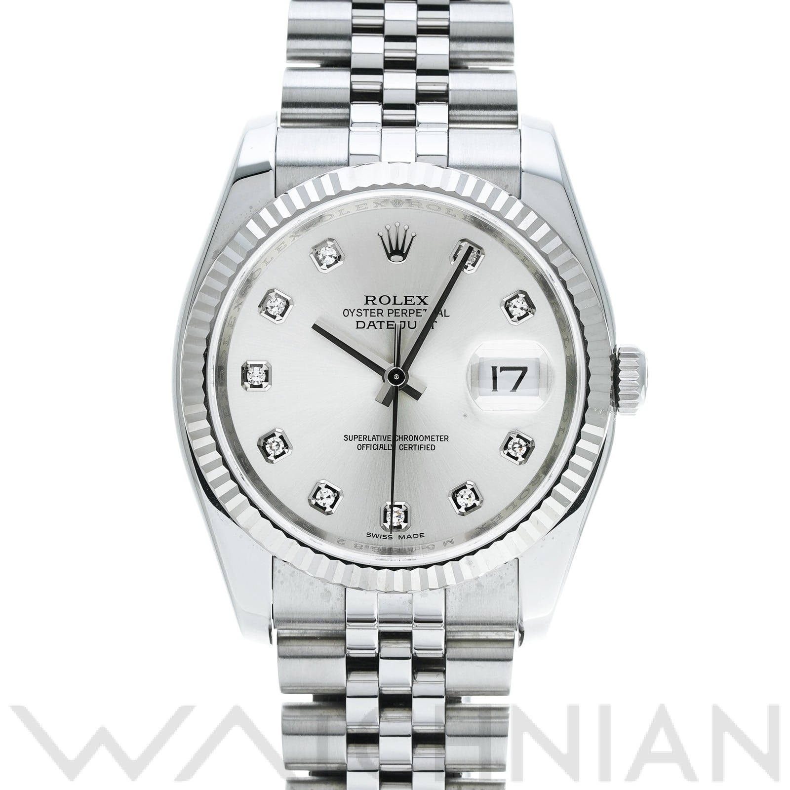 ロレックス デイトジャスト 36 116234G シルバー/ダイヤモンド メンズ 時計 【中古】【wristwatch】