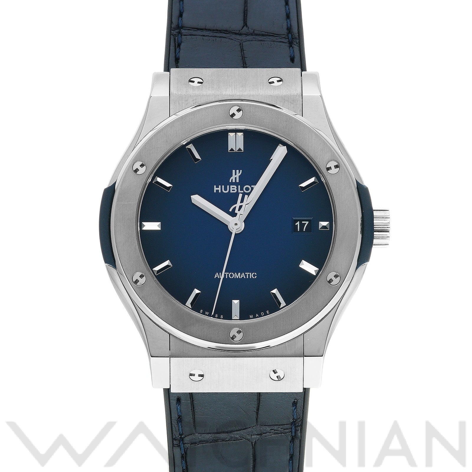 クラシックフュージョン チタニウム ディープブルー 542.NX.6670.LR.JPN18 ブルー ウブロ HUBLOT メンズ 【中古】