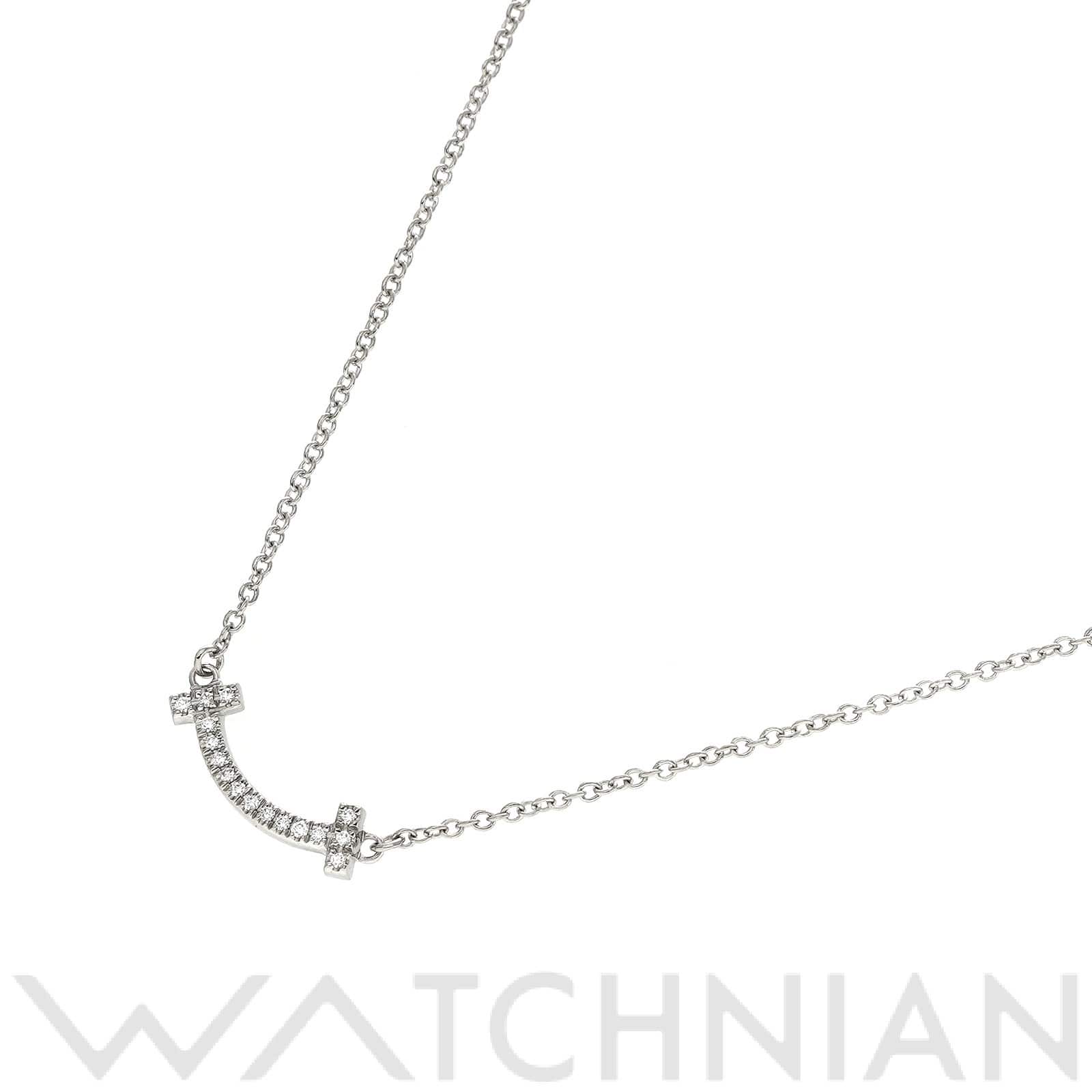 ティファニー Tスマイル ペンダント ネックレス ミニ K18ホワイトゴールド WG/ダイヤモンド レディース ジュエリー 【中古】【jewelry】