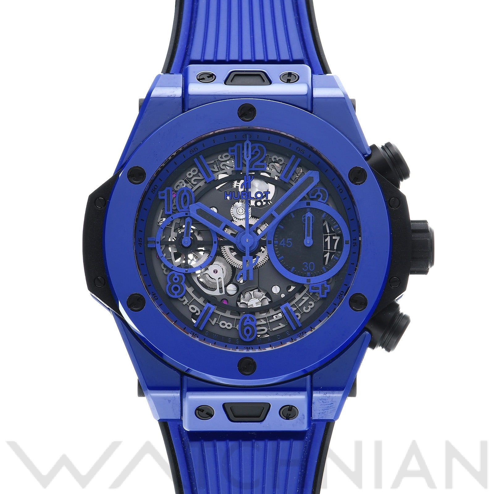 ビッグバン ウニコ ブルーマジック 441.ES.5119.RX ブルー/マットブラックスケルトン ウブロ HUBLOT メンズ 【中古】