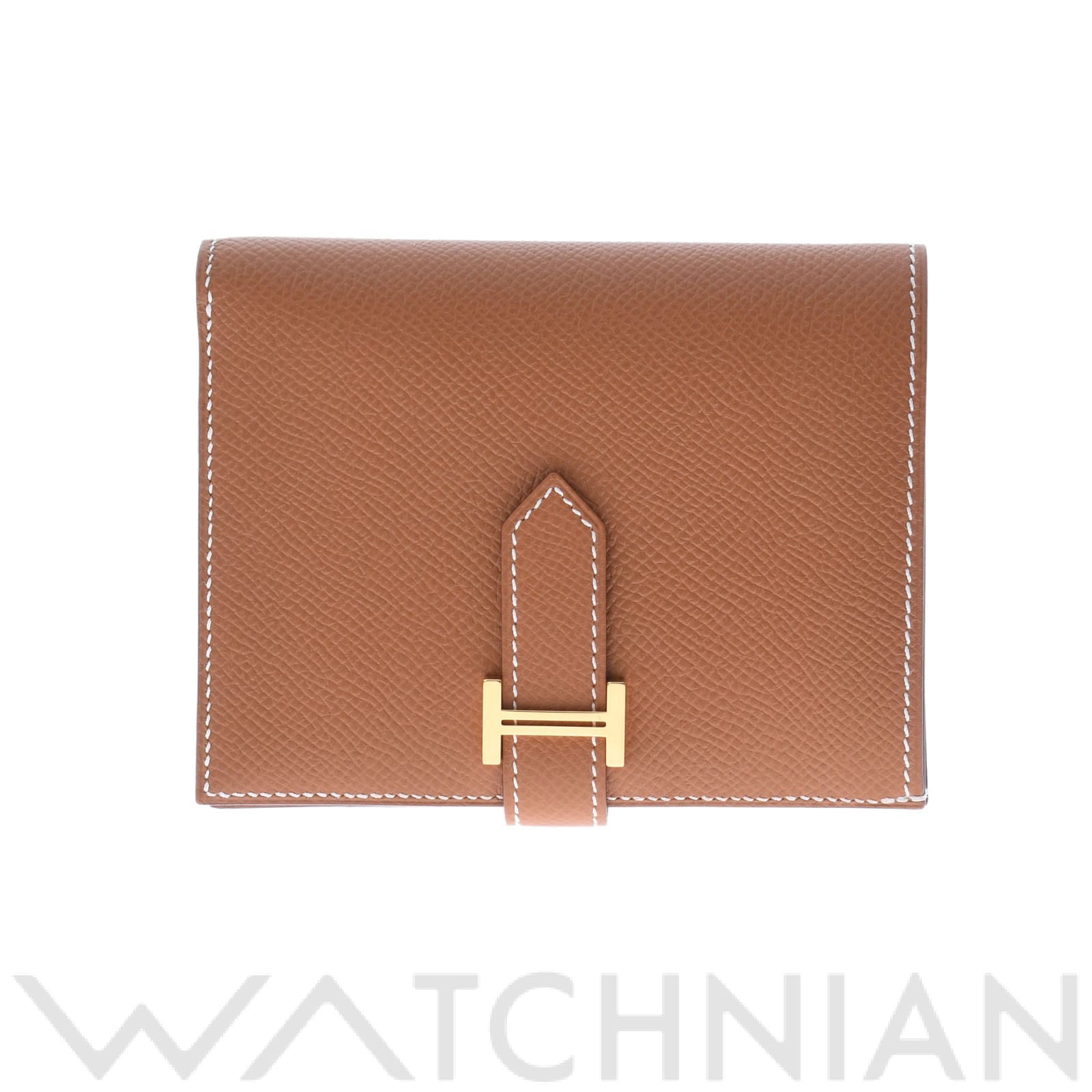 エルメス ベアン コンパクト ゴールド/ゴールド金具 ヴォーエプソン ユニセックス 財布 【未使用】【purse】