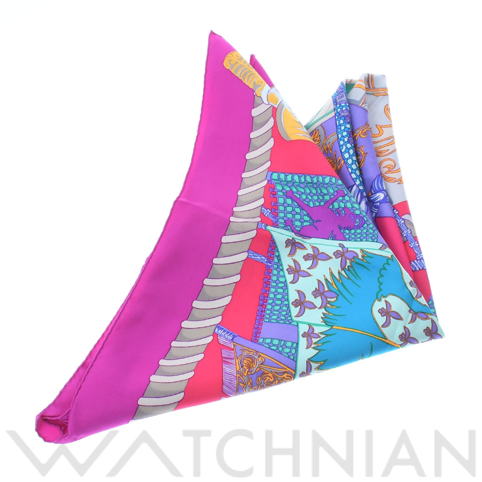 エルメス / HERMES カレ90 Etenbarhs et Bonnieres マルチカラー/パープル シルク100% レディース 【中古】【other】