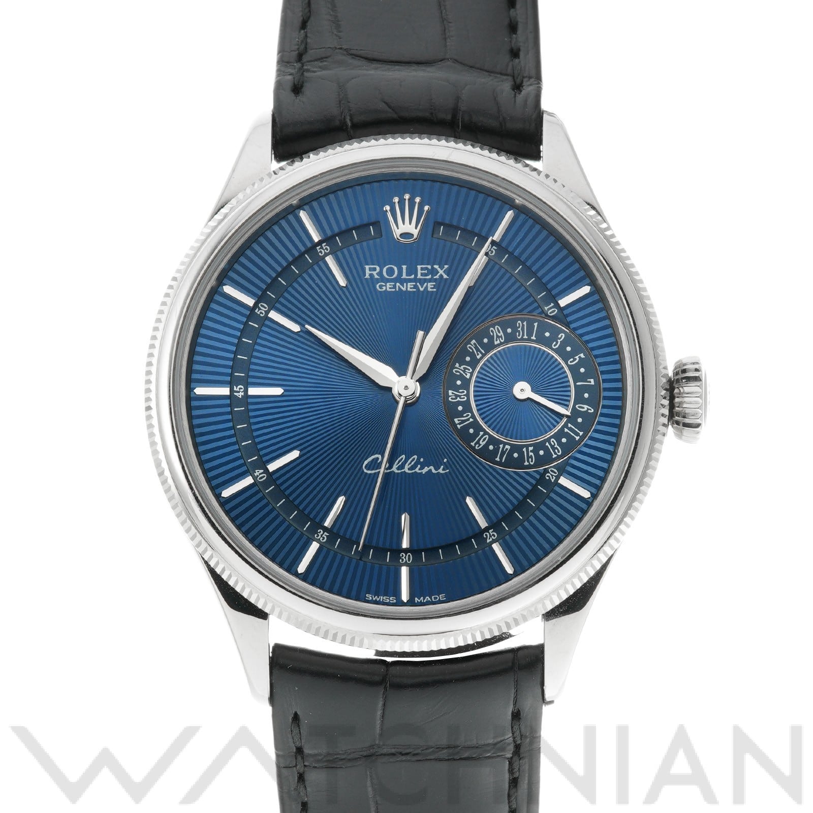 チェリーニ デイト 50519 ランダムシリアル ブライトブルーギョーシェ ロレックス ROLEX メンズ 【中古】