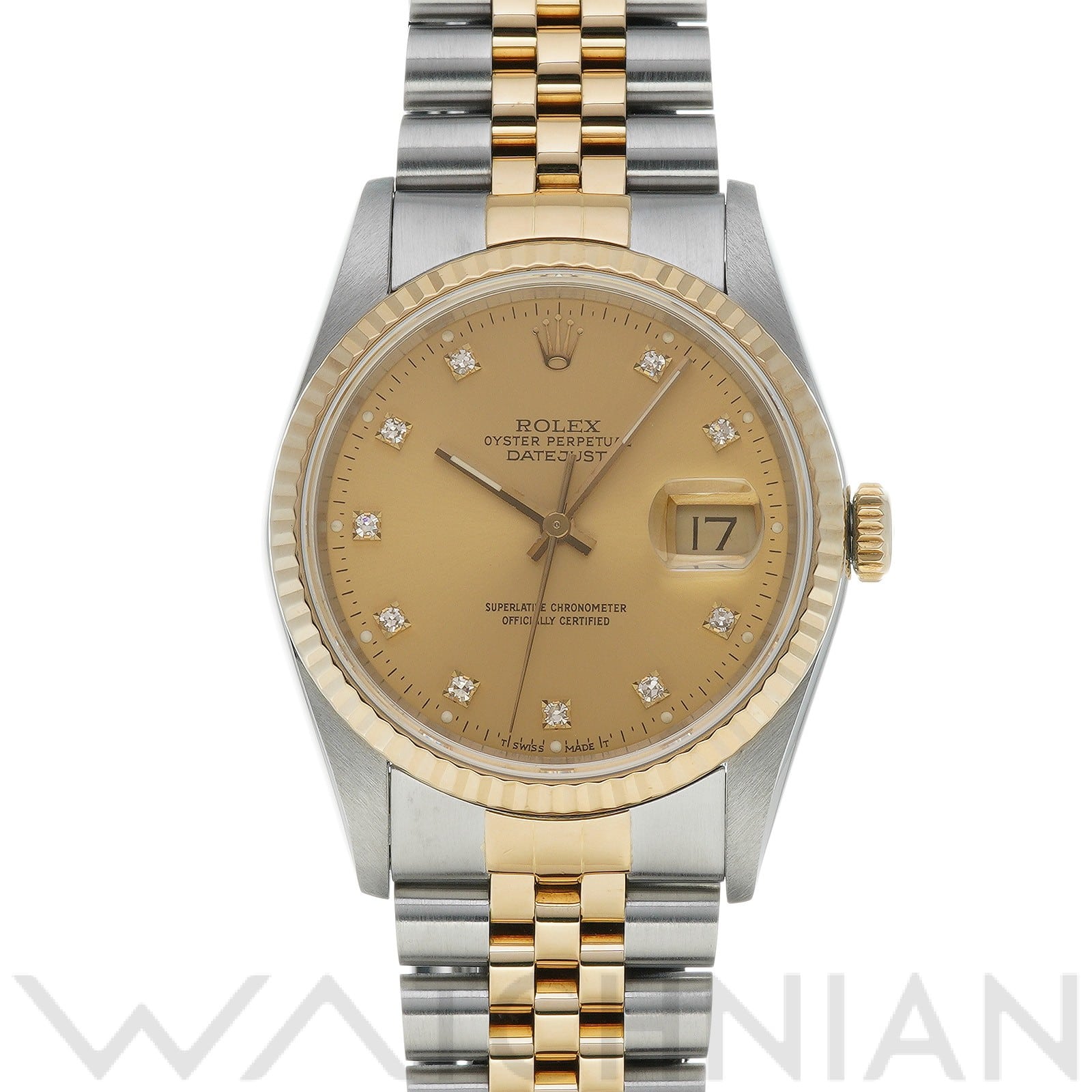 ロレックス デイトジャスト 16233G シャンパン/ダイヤモンド メンズ 時計 【中古】【wristwatch】
