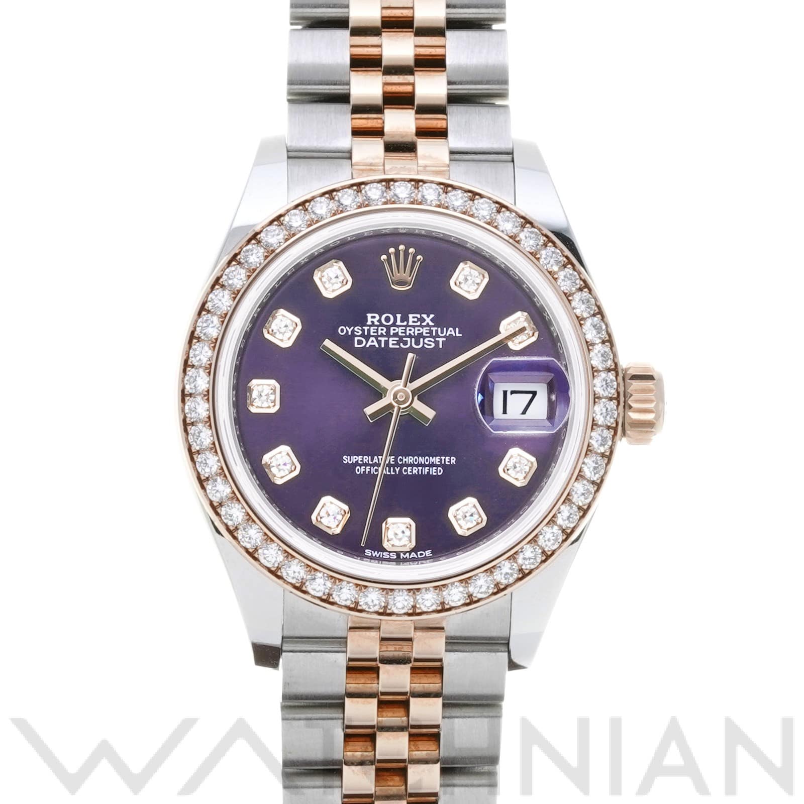 ロレックス レディ デイトジャスト 28 279381RBR オーベルジーヌ/ダイヤモンド レディース 時計 【中古】【wristwatch】