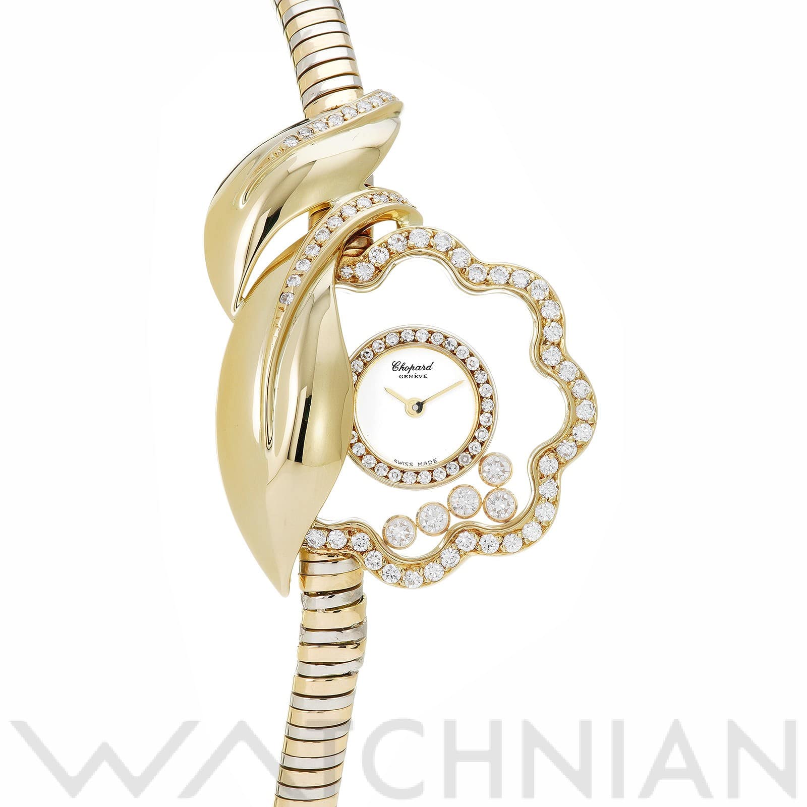 ショパール ハッピーダイヤモンド 205027-9001 ホワイト レディース 時計 【中古】【wristwatch】