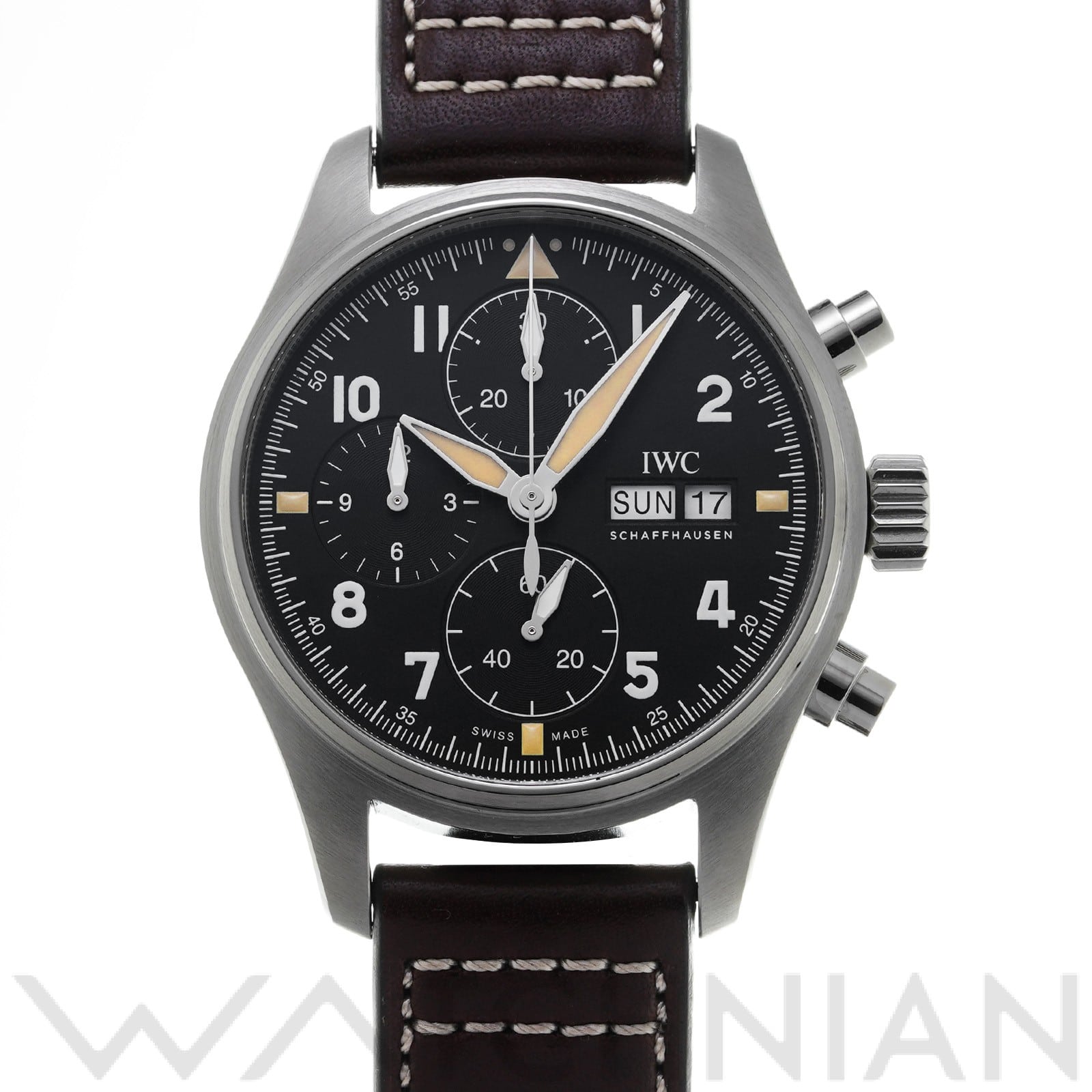 パイロットウォッチ クロノグラフ スピットファイア IW387903 ブラック インターナショナルウォッチカンパニー IWC メンズ 【中古】
