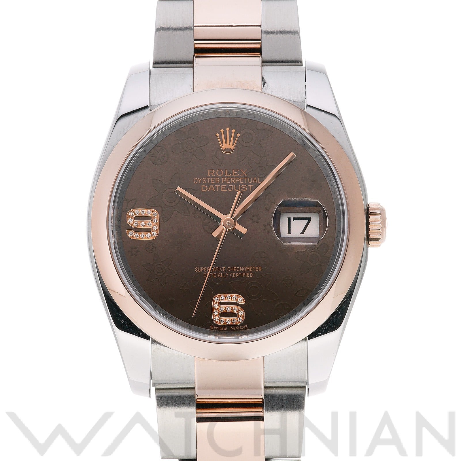 ロレックス デイトジャスト 36 116201 チョコレートブラウン/フラワー/ダイヤモンド メンズ 時計 【中古】【wristwatch】