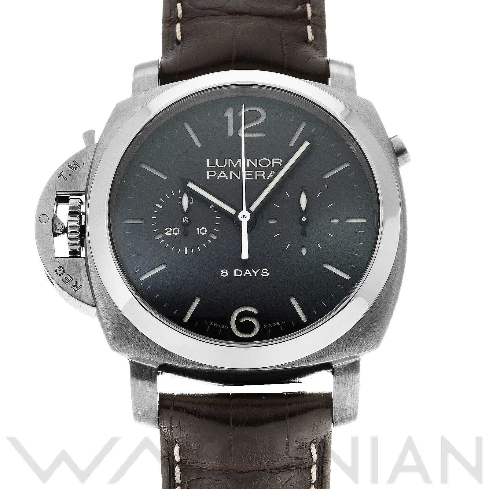 ラジオミール クロノ モノプルサンテ レフトハンド 8デイズ チタニオ PAM00345 N番(2011年製造) ブラウン パネライ OFFICINE PANERAI メンズ 【中古】